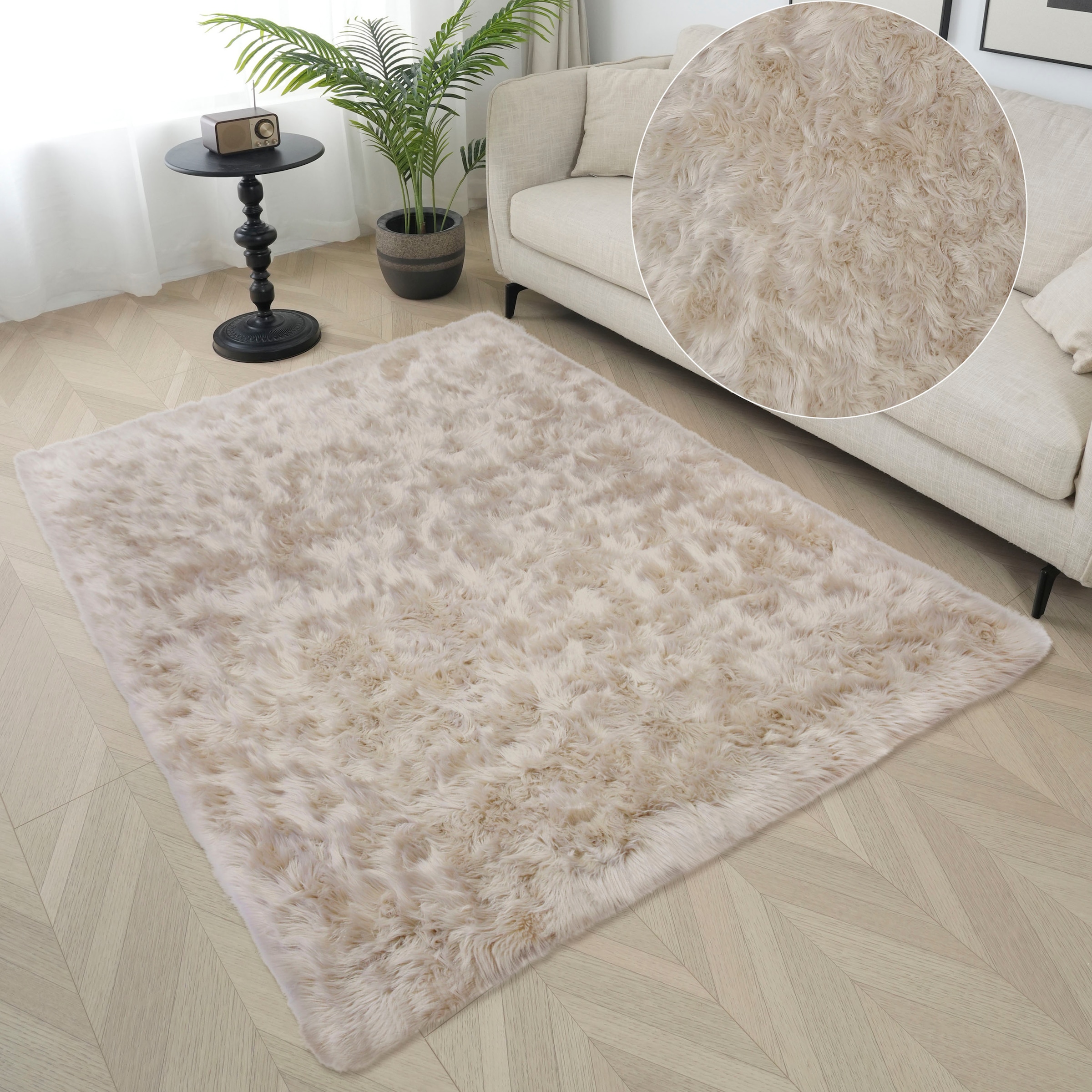 my home Hochflor-Teppich "Kalua, verschiedene Formen" rechteckig 60 mm Höhe günstig online kaufen