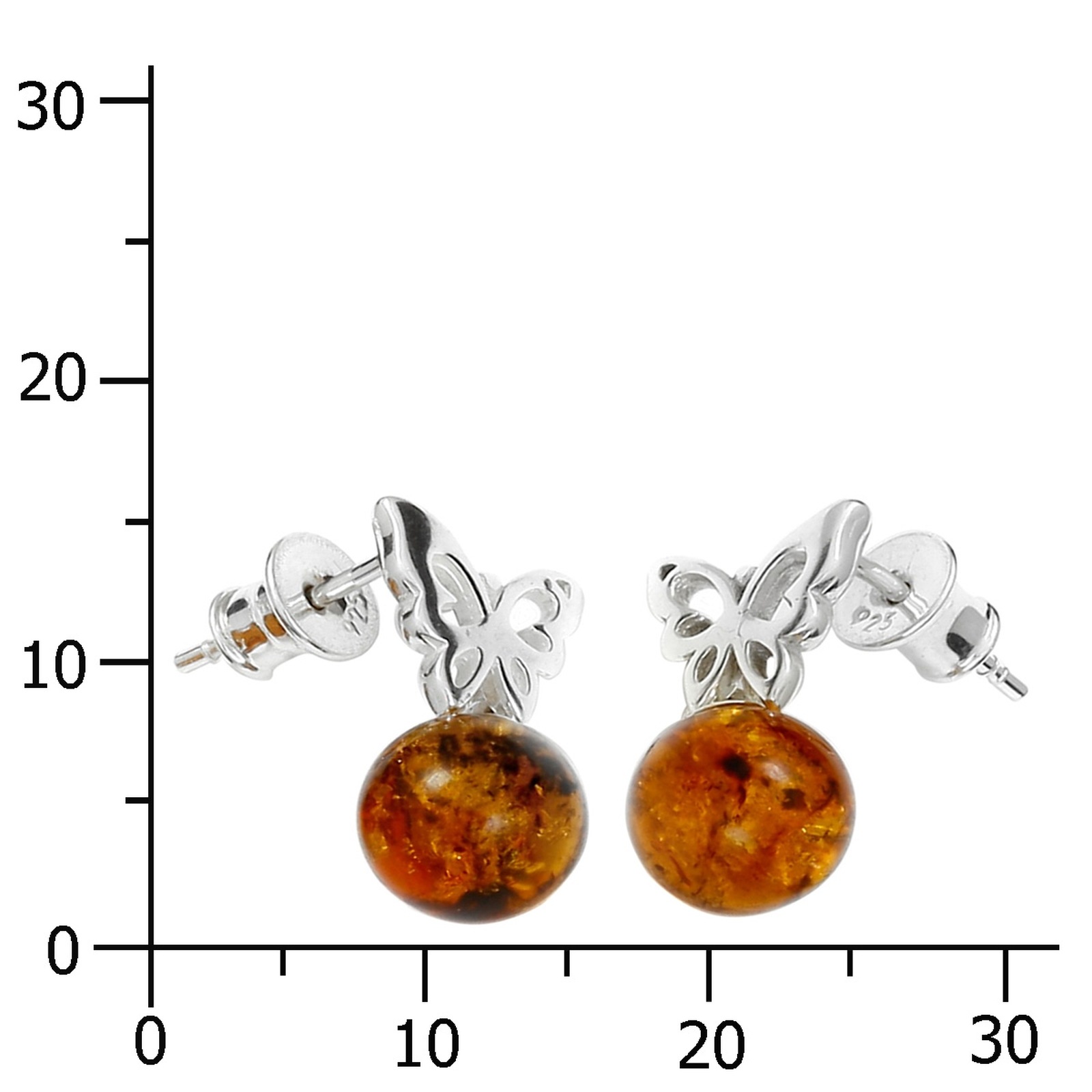 OSTSEE-SCHMUCK Paar Ohrstecker »- Schmetterling - Silber 925/000 - Bernstein«