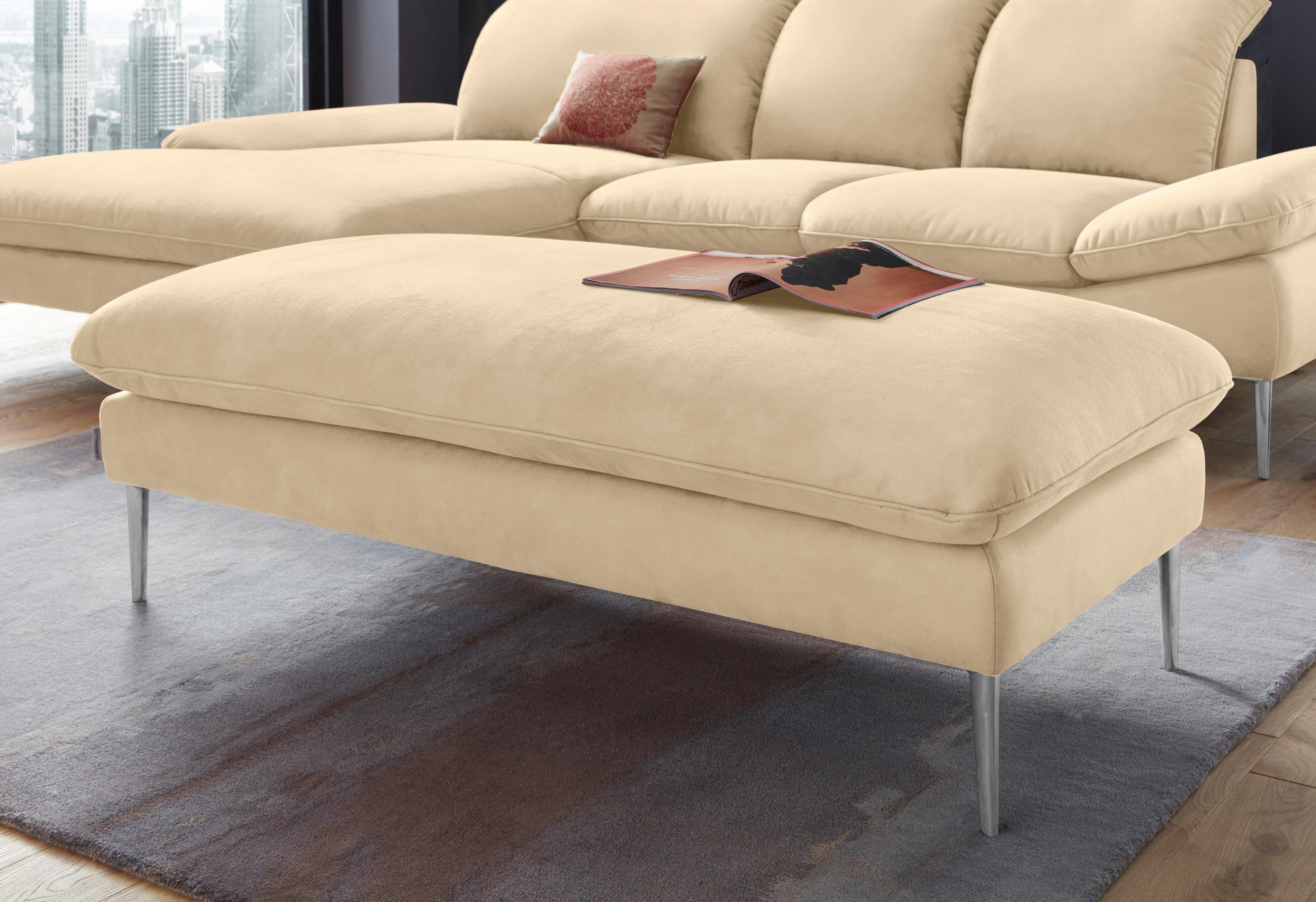 W.SCHILLIG Hocker "enjoy&MORE" Füße Chrom glänzend, Breite 151 cm