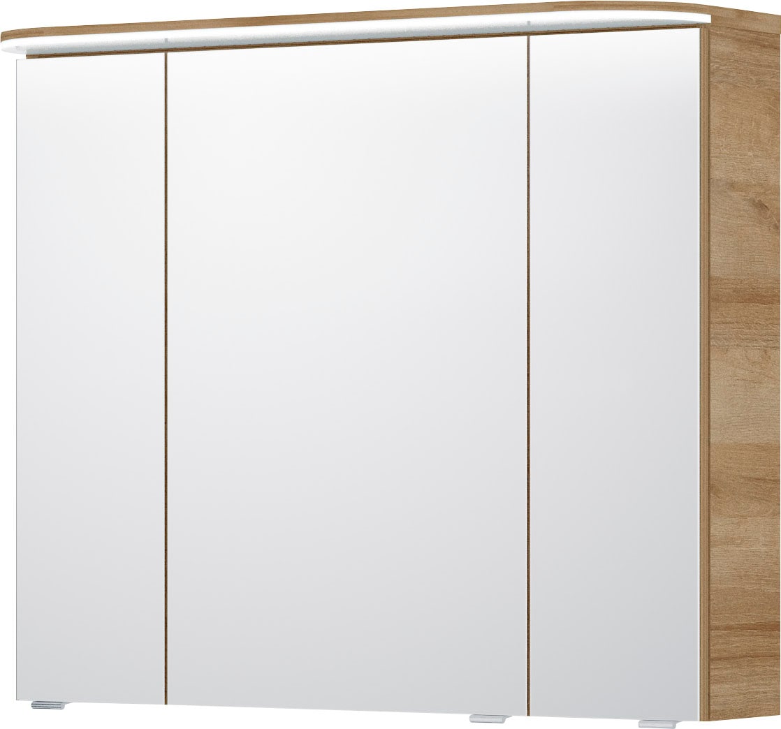 Saphir Spiegelschrank »Balto Sprint Badschrank mit LED-Lichtkranz, 85,2 cm breit, 3 Türen«, Schalter-/ Steckdosenkombination, inkl. Türdämpfer, 693LM, 12V LED