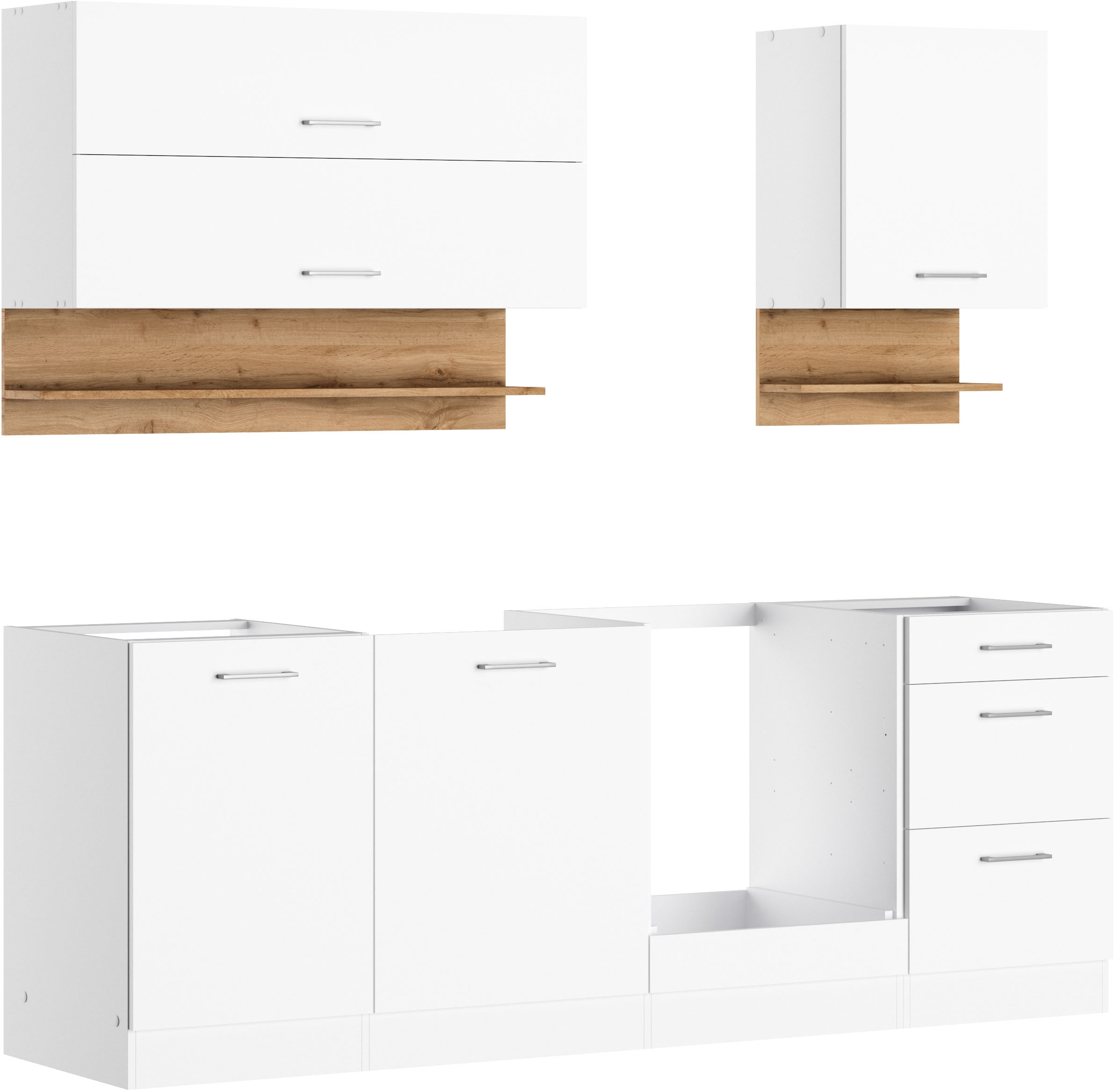 KOCHSTATION Küchenzeile "KS-Milan", 220 cm breit, robuste Metallauszüge, vi günstig online kaufen
