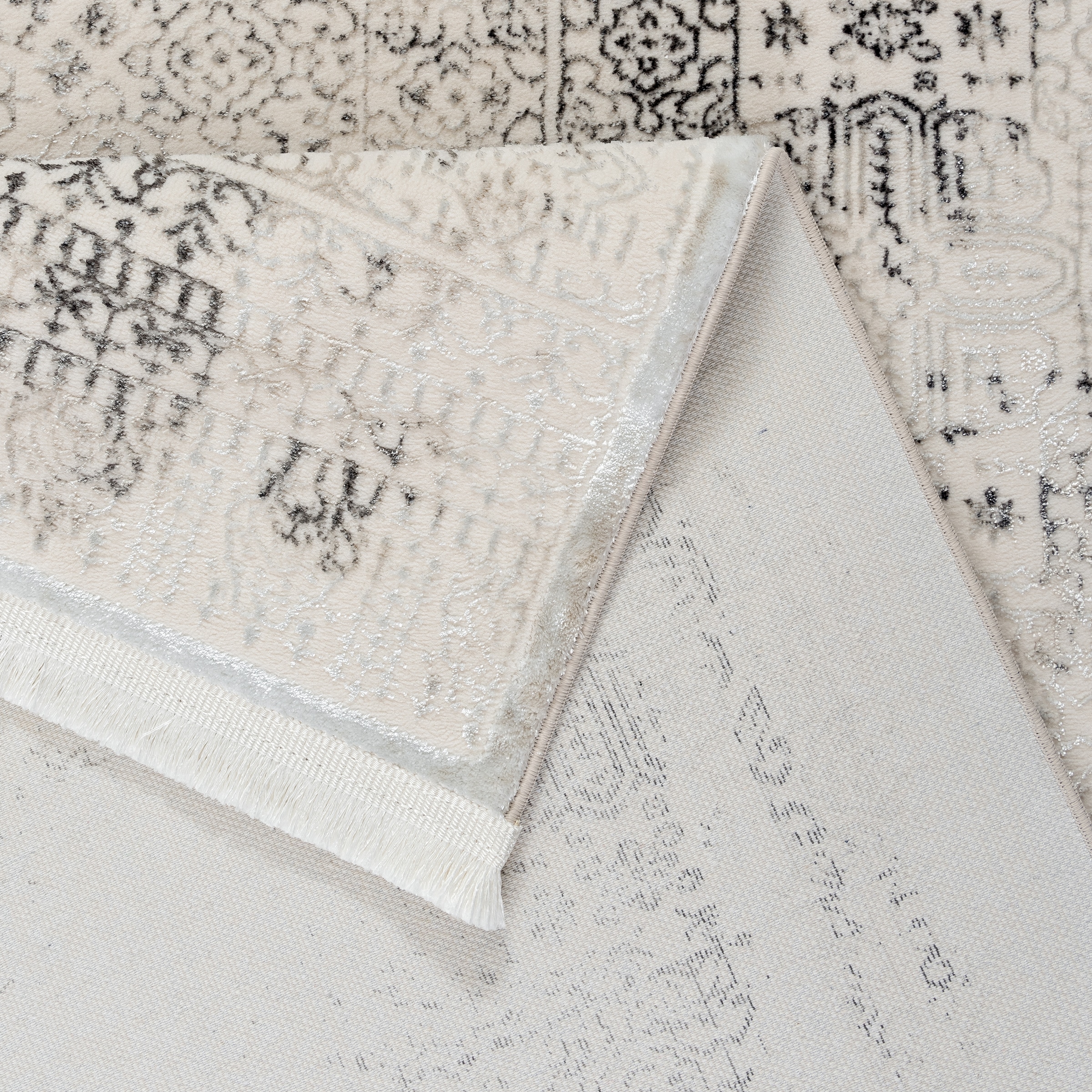 Sehrazat Teppich »Diamond 7840 , auch als Läufer« rechteckig 8 mm Höhe Kurzflor, Vintage, Viskose, leichter Glanz, mit Fransen, Wohnzimmer