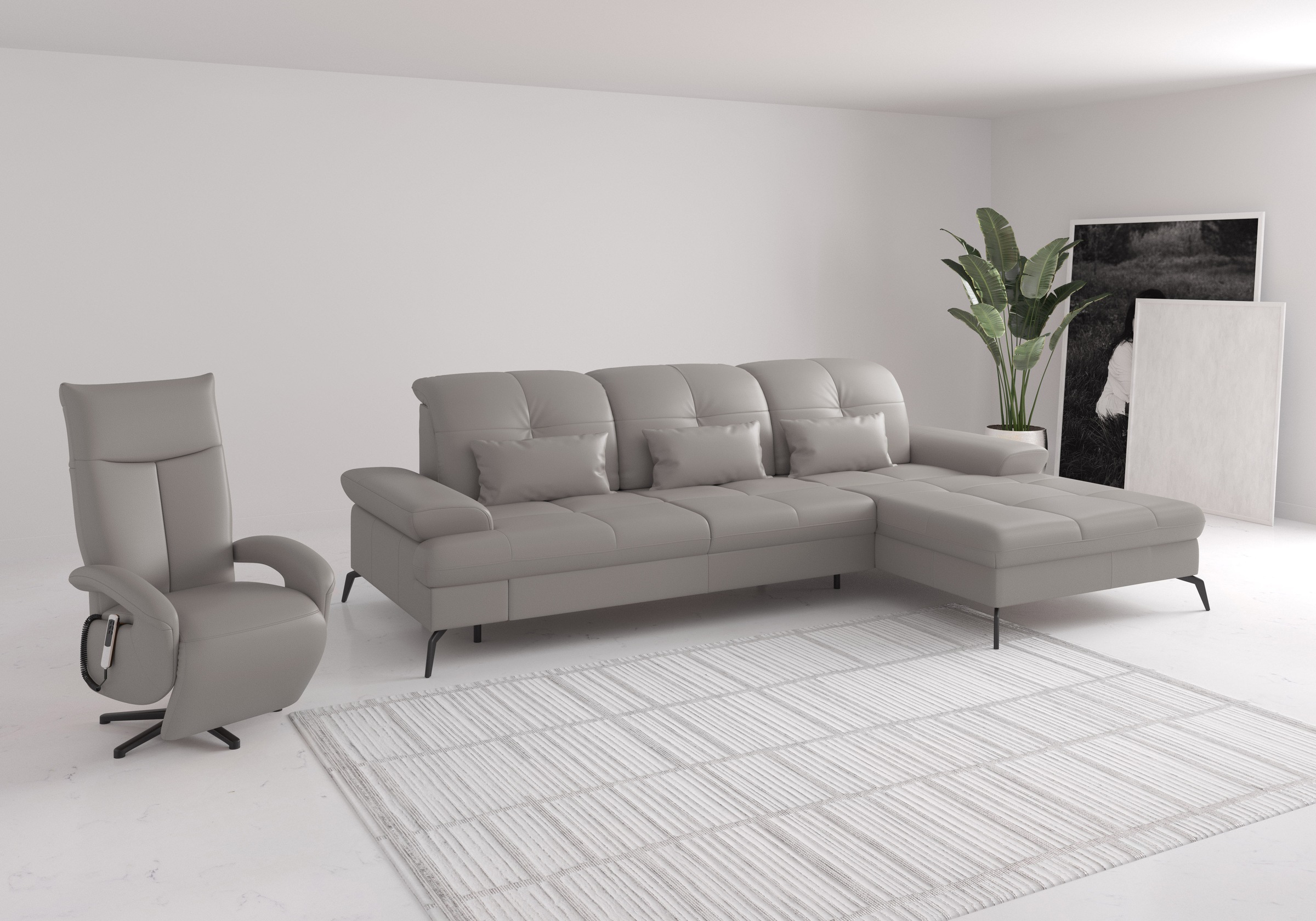 sit&more Ecksofa »Amica, L-Form, inkl. Sitztiefenverstellung & Armteilverstellung«, wahlweise mit Bettfunktion, Bettkasten und Kopfteilverstellung