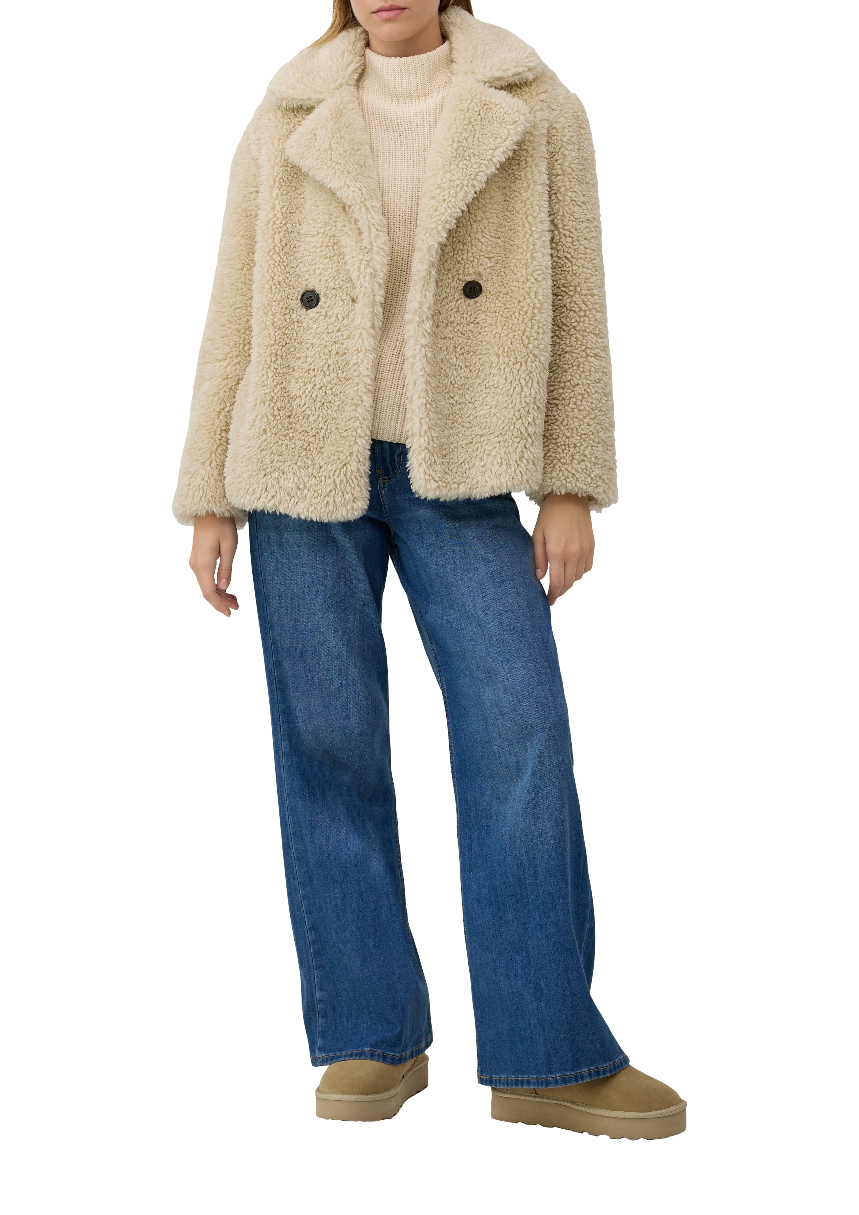 s.Oliver Plüschjacke ohne Kapuze mit Reverskragen günstig online kaufen