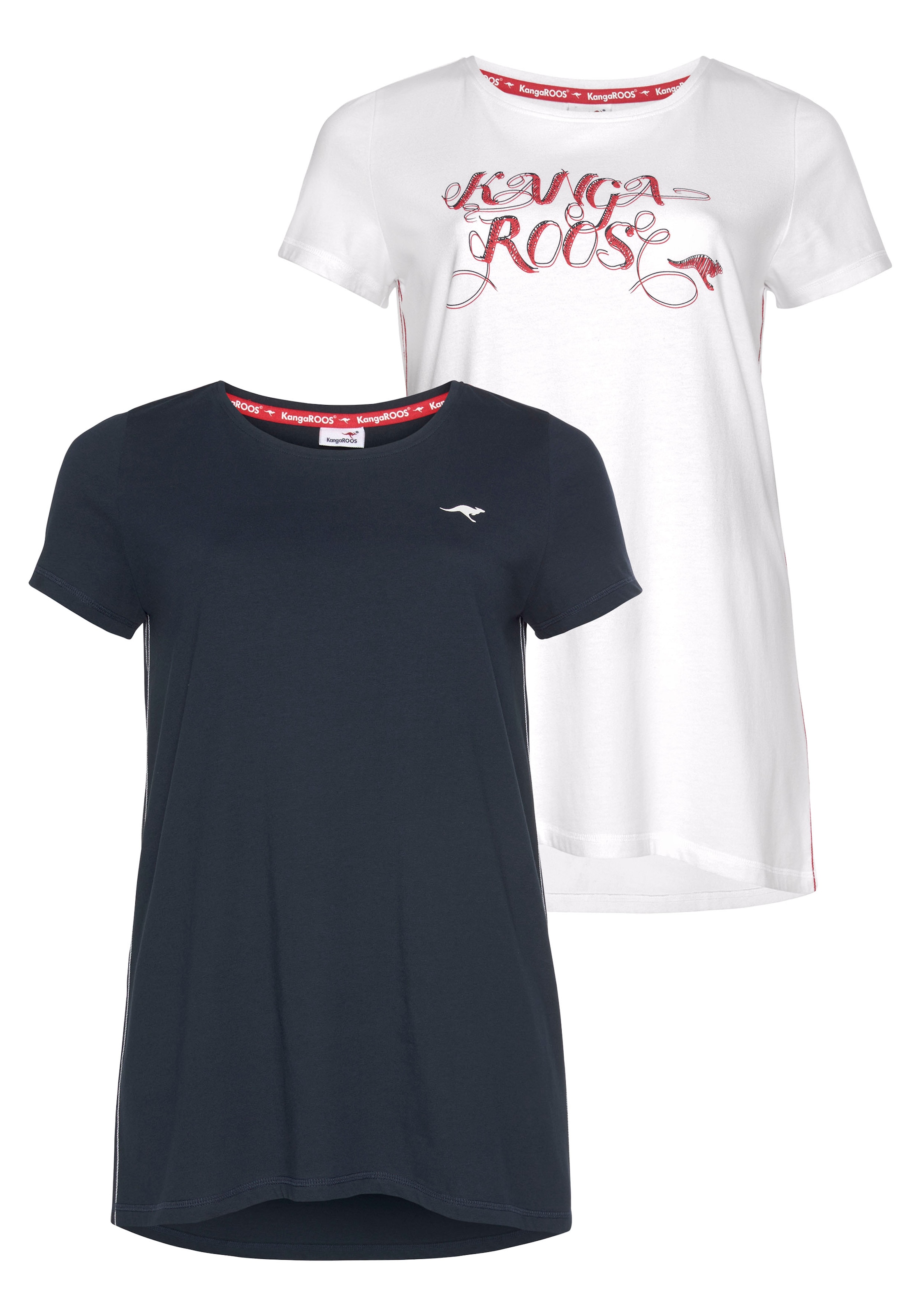 KangaROOS Longshirt, (Packung, 2 tlg., 2er-Pack), Kurzarm, figurumschmeiche günstig online kaufen