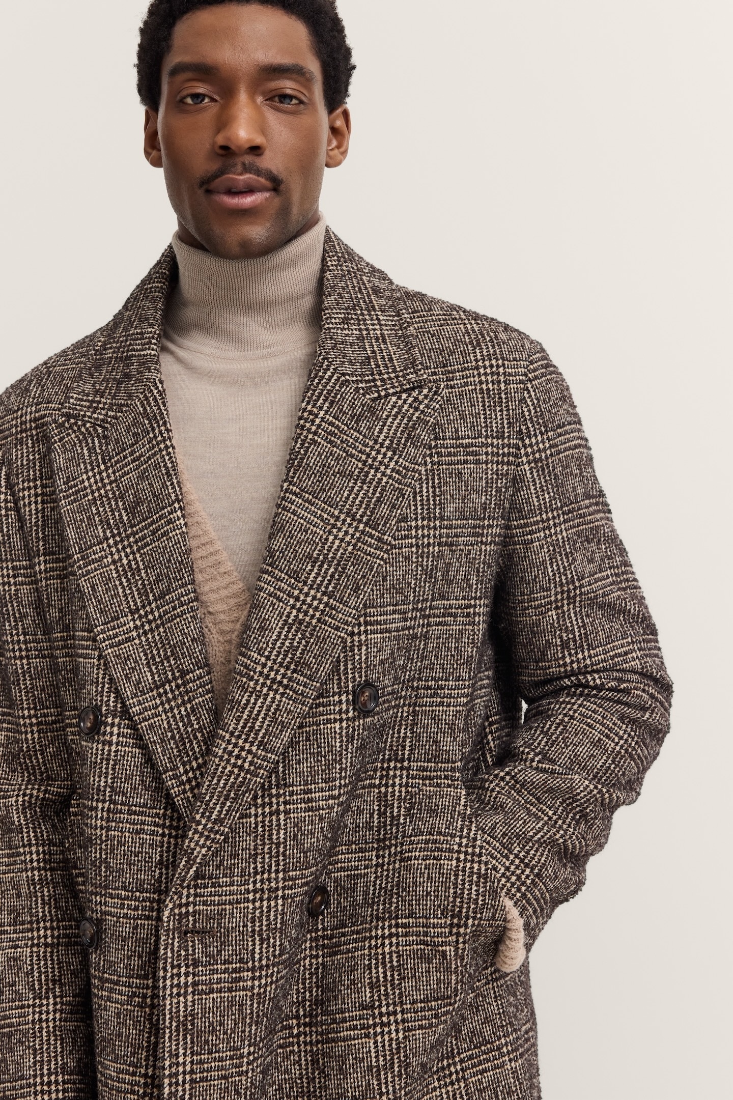 bugatti Langmantel »Loose Fit«, Zwei-Reiher mit Glencheck-Karo