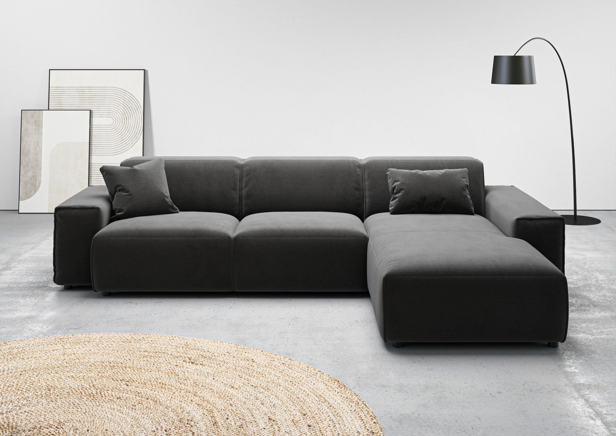 Home affaire Ecksofa "Glimminge auch in Breitcord, Feincord, Bouclé + Easy care-Bezug" L-Form, Breite 294, Zierkissen
