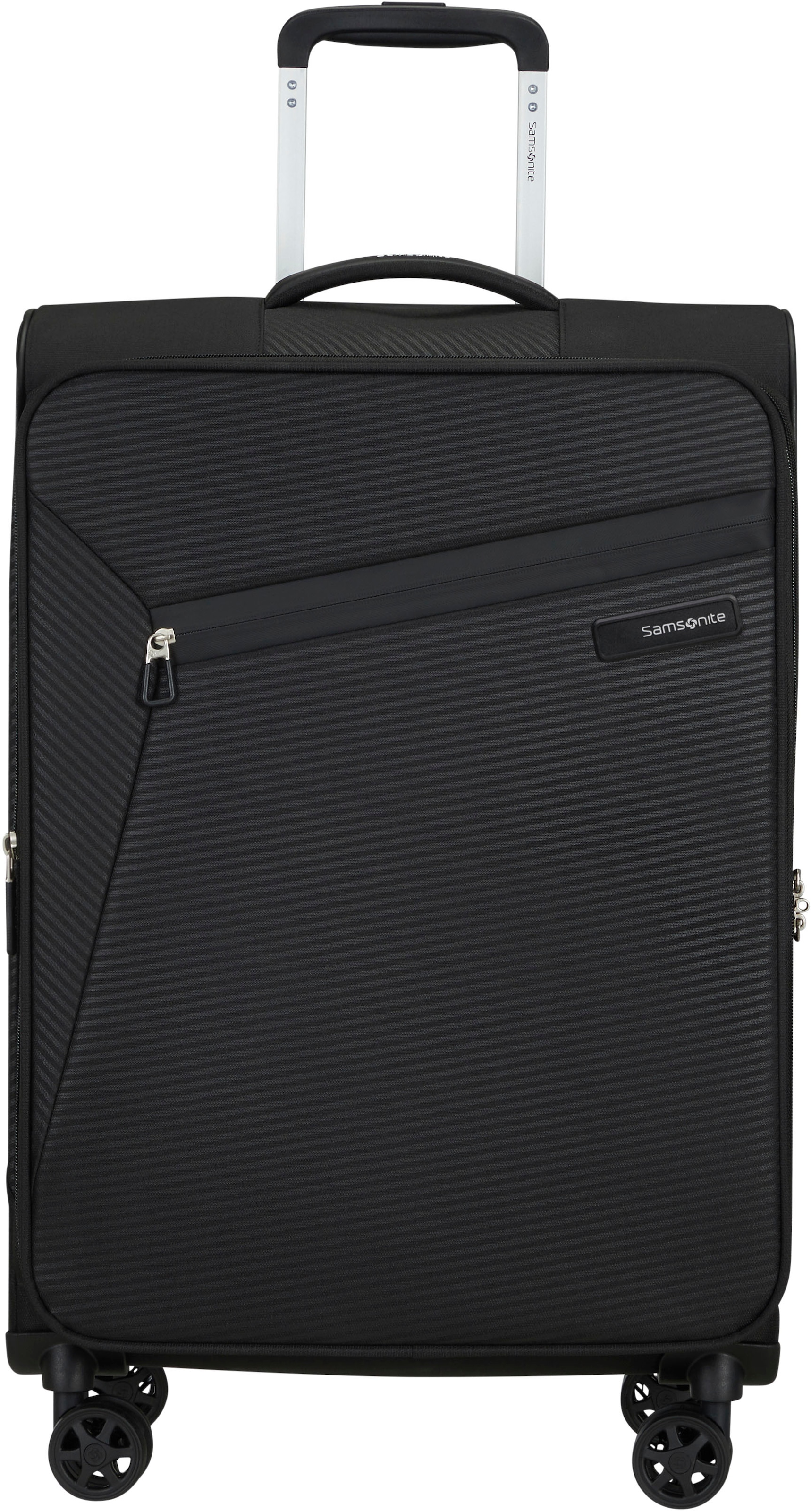 Samsonite Weichgepäck-Trolley "LITEBEAM, black, 66 cm", 4 St. Rollen, Reisekoffer Aufgabegepäck Trolley mit Volumenerwei