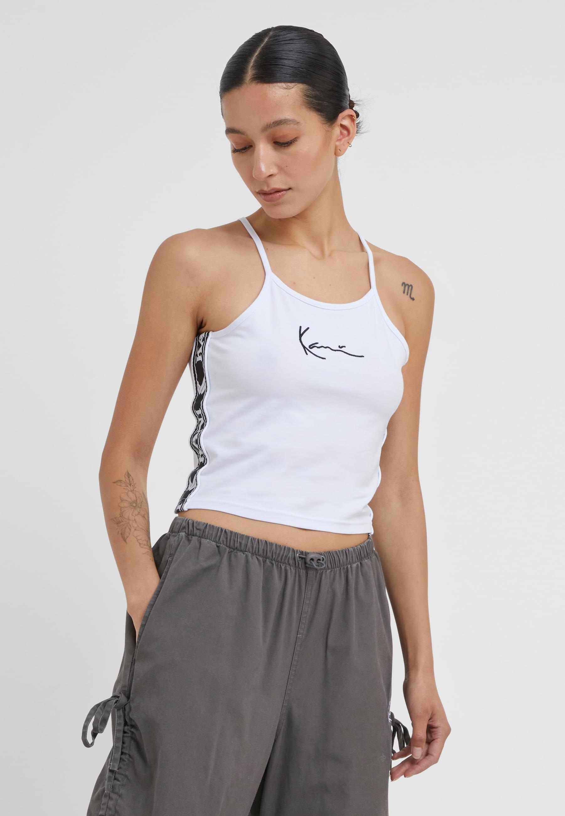 Karl Kani Muskelshirt »Karl Kani Damen KKWQ22001WHT Small Signature Tape Top«, (1 tlg.)