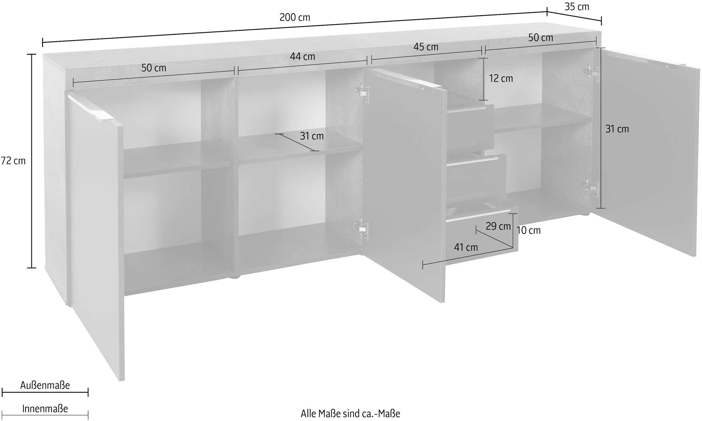 borchardt Möbel Sideboard »DURBAN«, Breite 200 cm