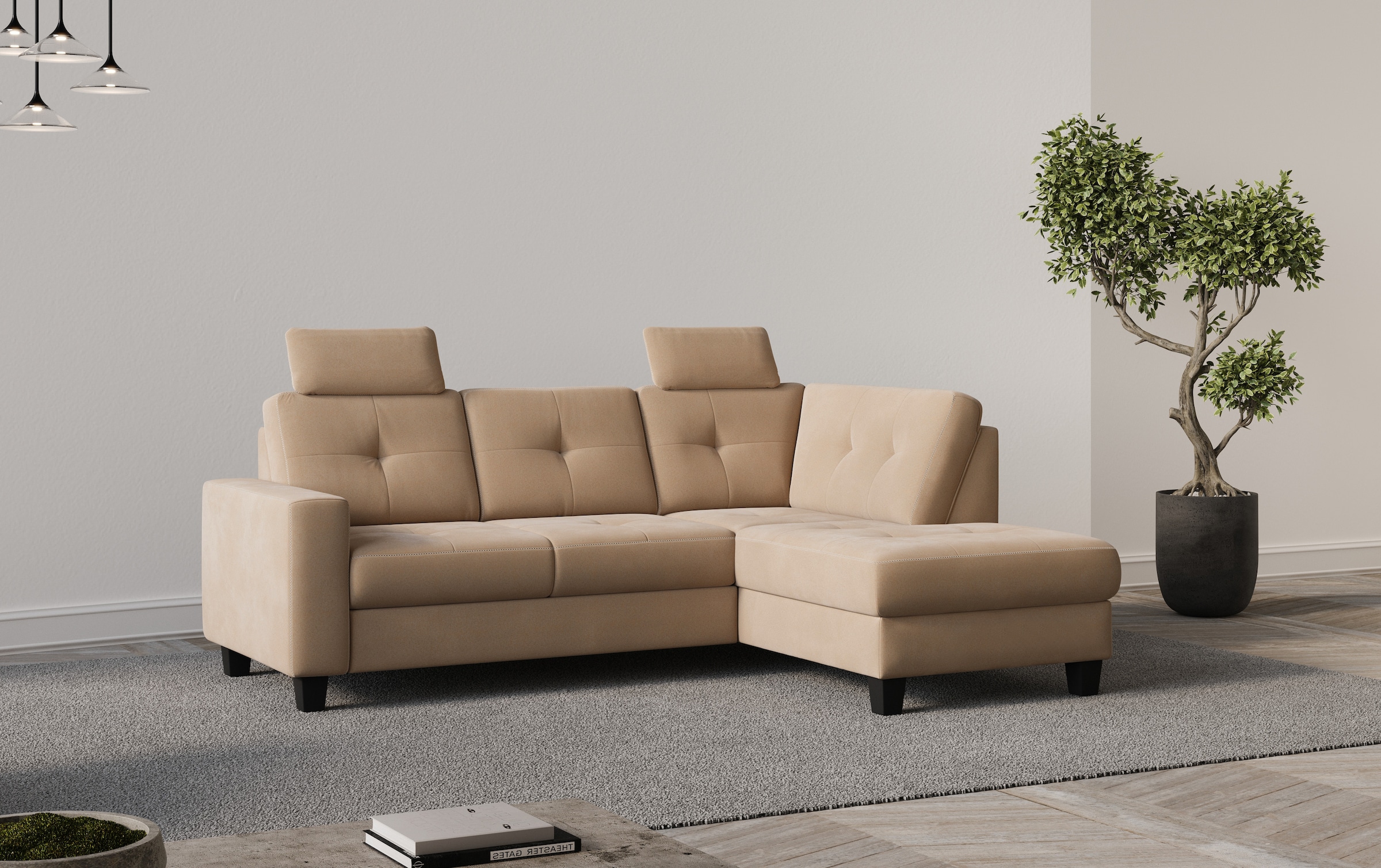 Places of Style Ecksofa "Varese", Kreuznaht in beige günstig online kaufen