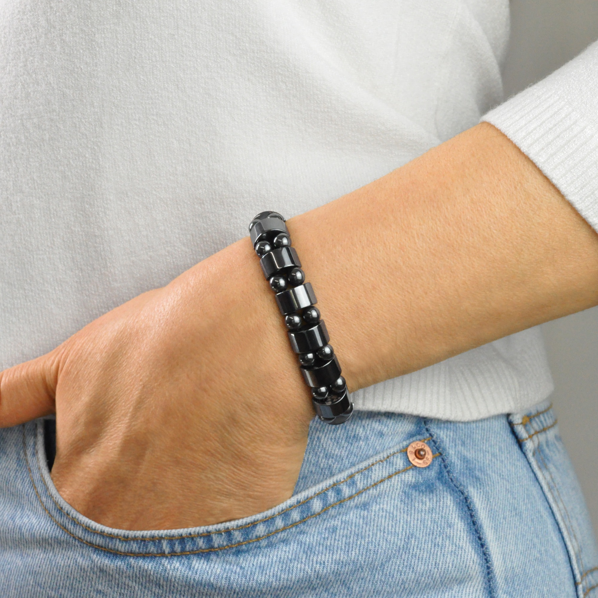 Steuer Armband »Stretch hämatitfarbene Magnete«