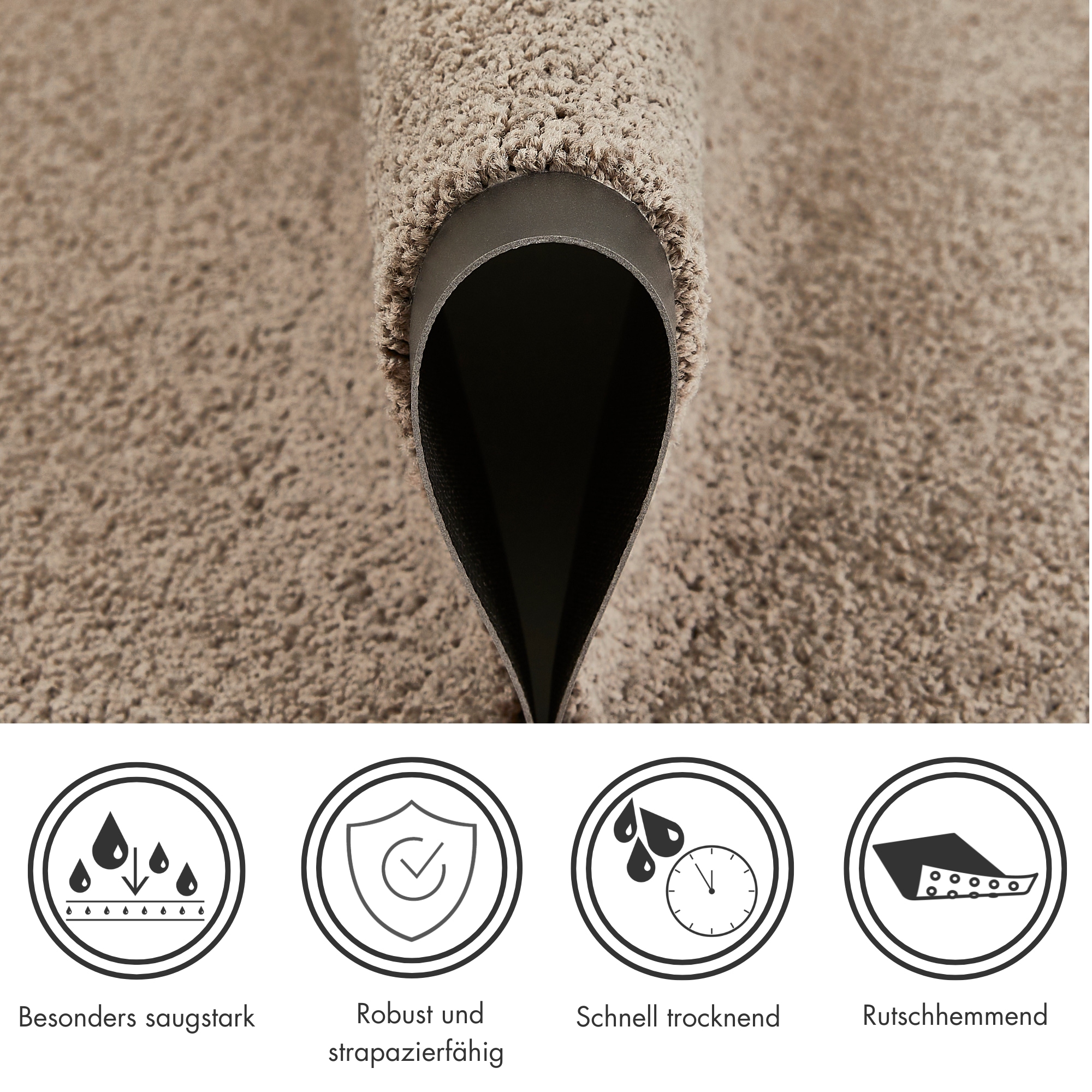 Fußmatte ANDIAMO "Verdi, Made in Netherlands" Gr. 11, grau (taupe), B:80cm H:6mm L:120cm, Kunstfaser, Teppiche, Fußmatte, Schmutzfangmatte, Eingangsmatte, rutschfest, strapazierfähig 2