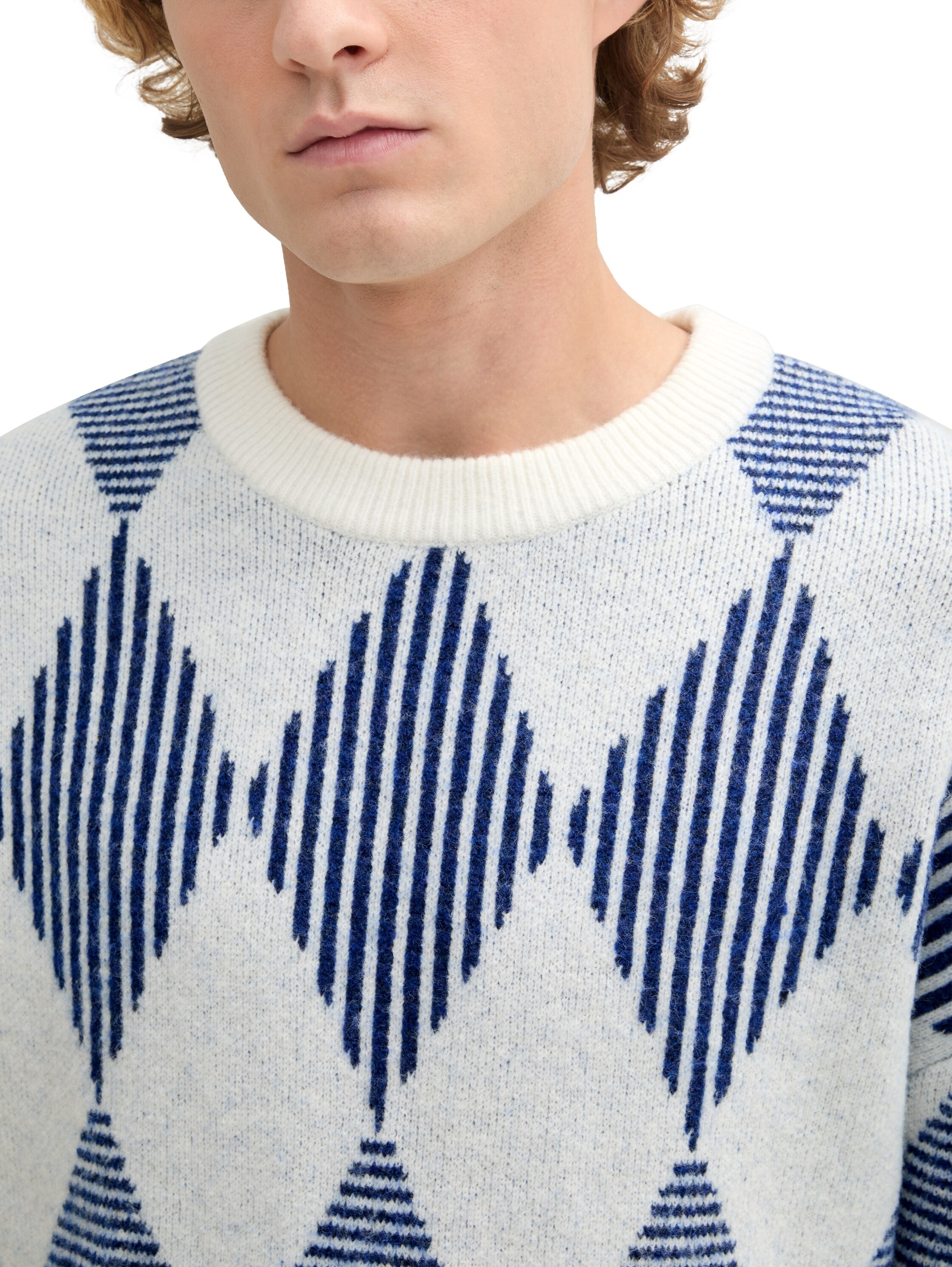 TOM TAILOR Denim Rundhalspullover, mit Argyle Muster