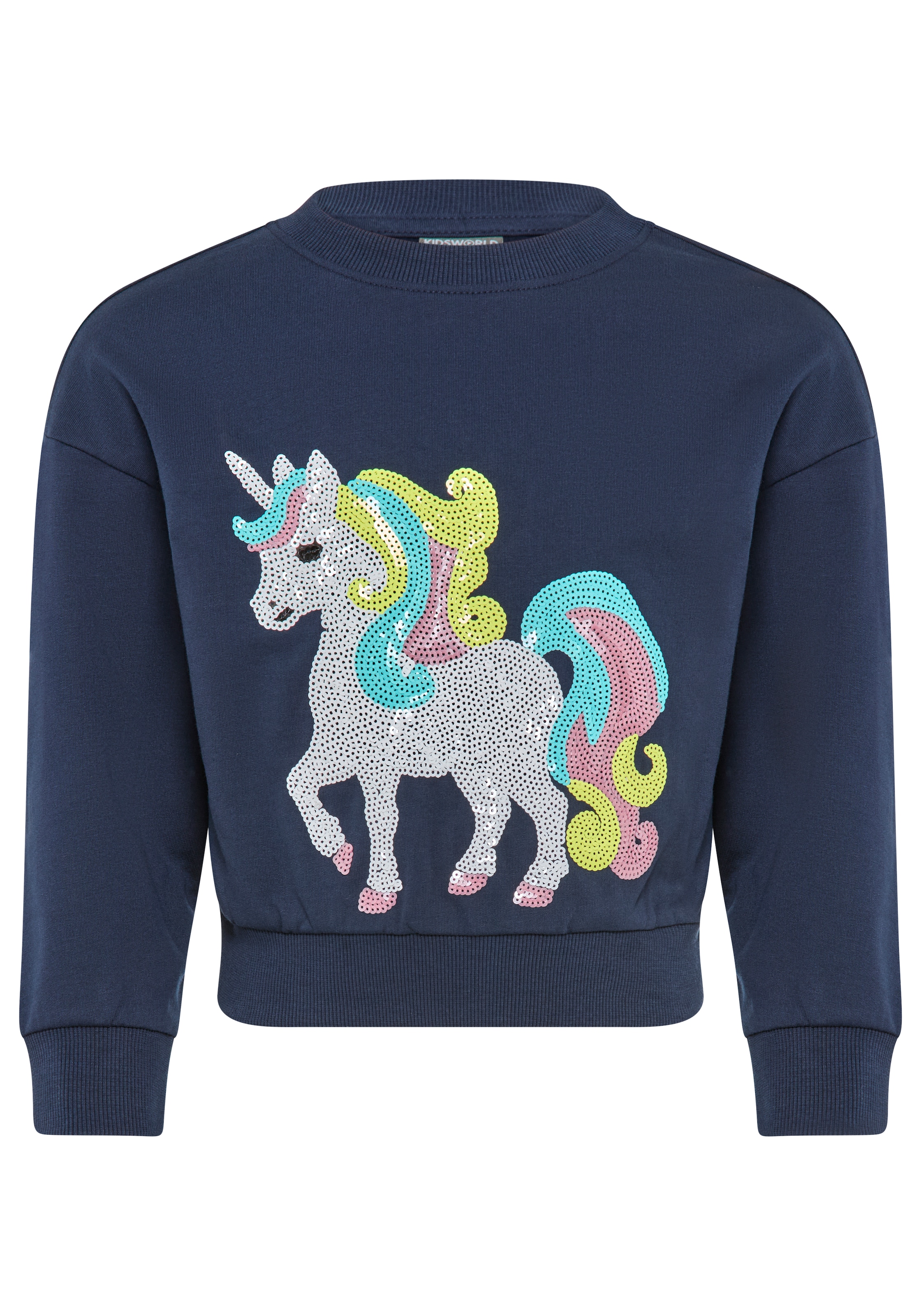 KIDSWORLD Sweatshirt »Einhorn-Applikation für kleine Mädchen«, Sweatshirt mit schimmernden Pailletten-Applikationen