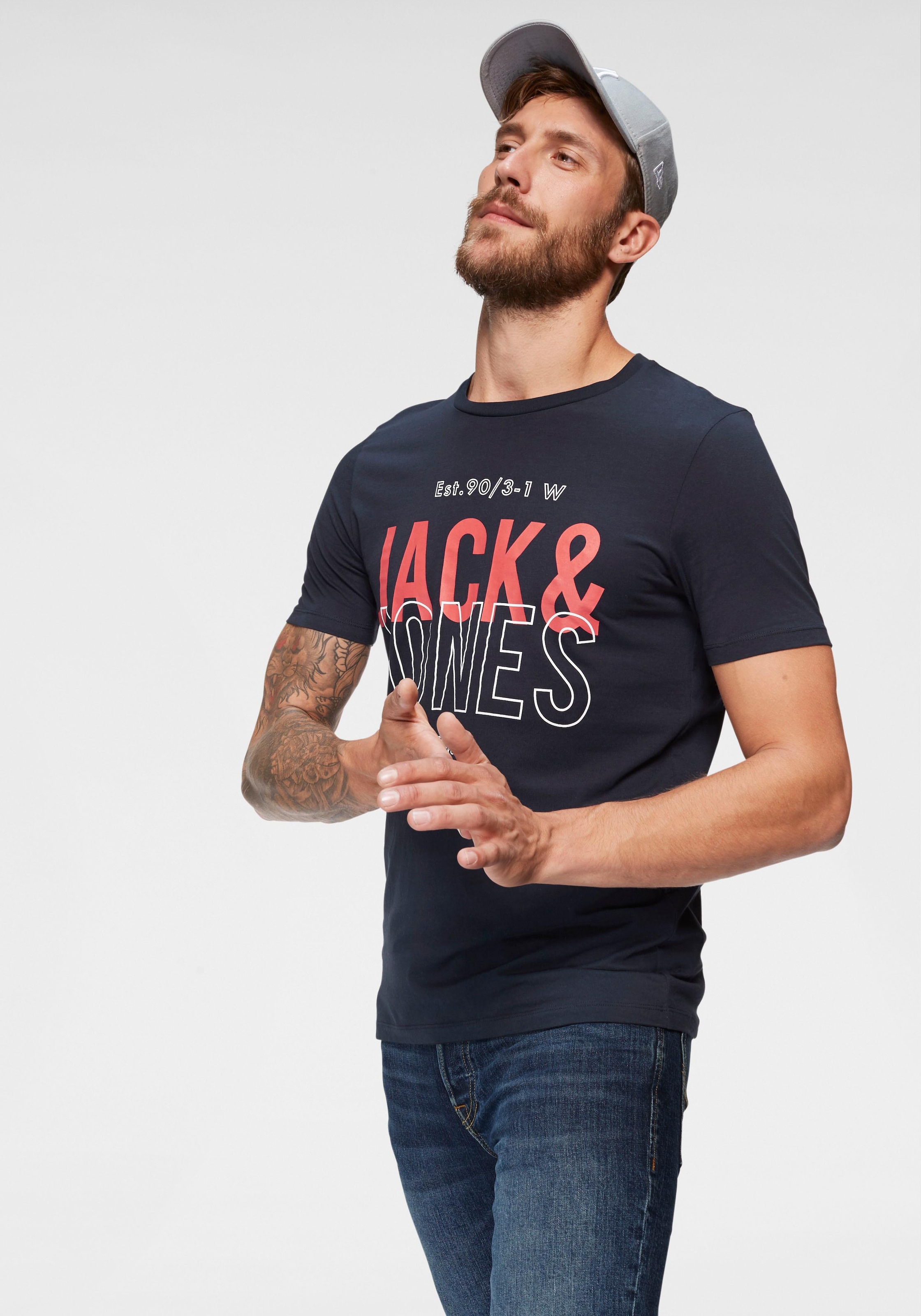 Jack & Jones T-Shirt "JCOKOMPO Kurzarm-Design mit Print und optimaler Passf günstig online kaufen