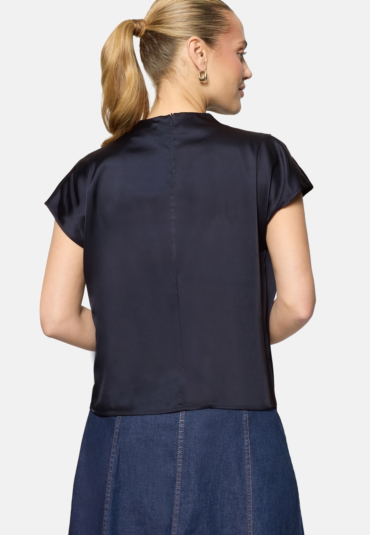 Zero Satinbluse »Damen mit Kragen«