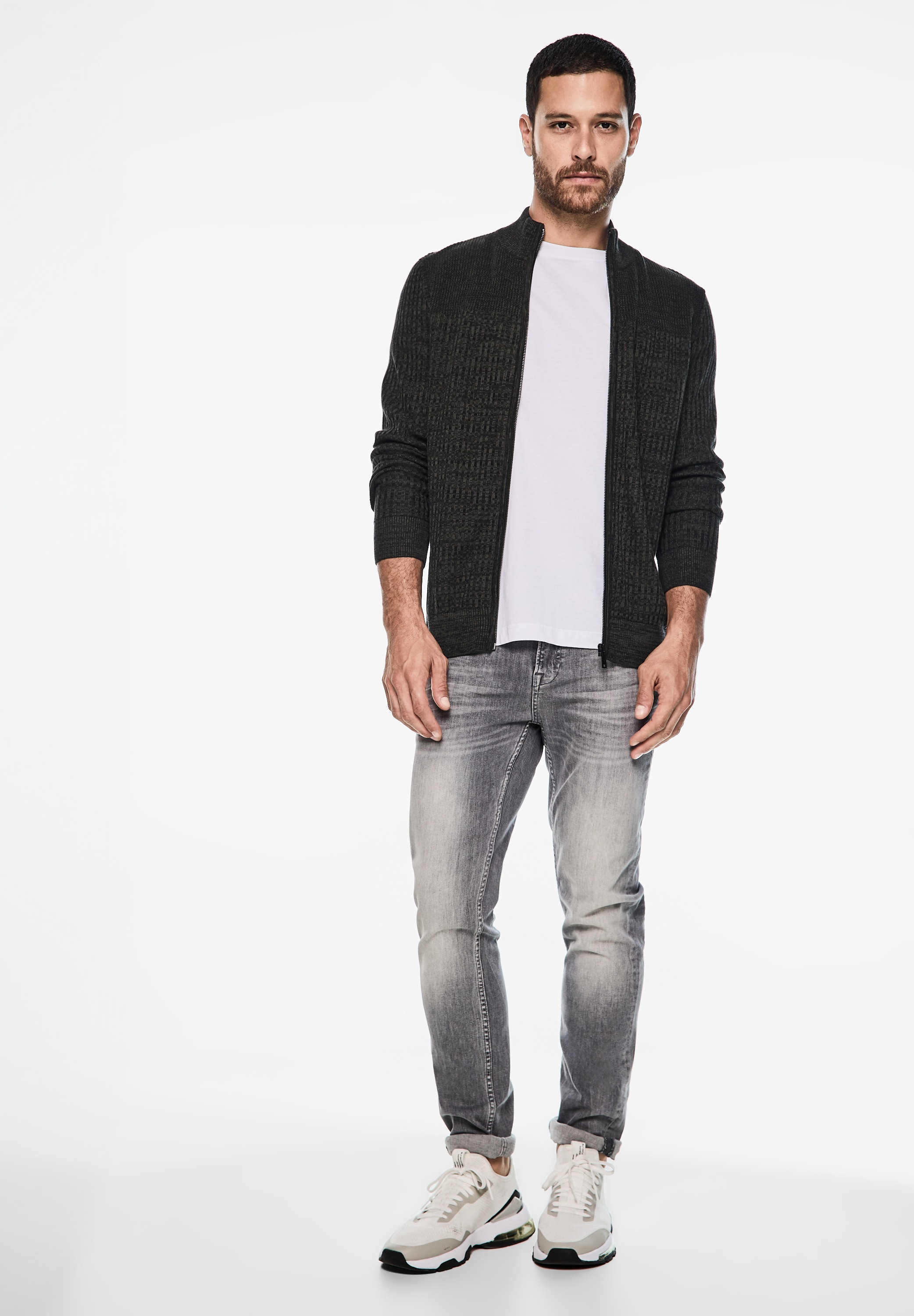 STREET ONE MEN Strickjacke, aus reiner Baumwolle