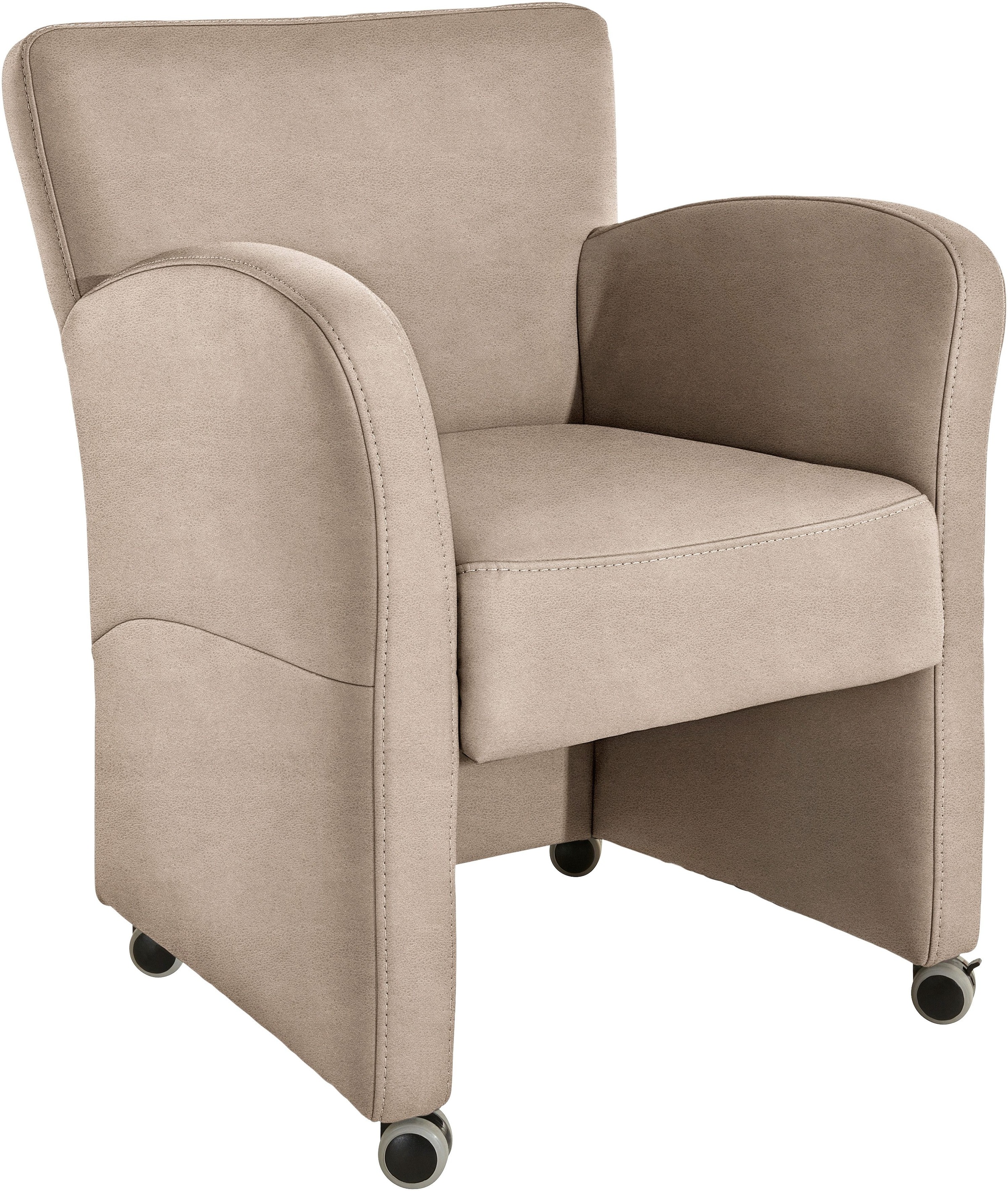 exxpo - sofa fashion Sessel "Cortado, Loungesessel auf Rollen, schmale Armlehnen, bequem" hohe Bodenfreiheit, schöne Detailverarbeitung