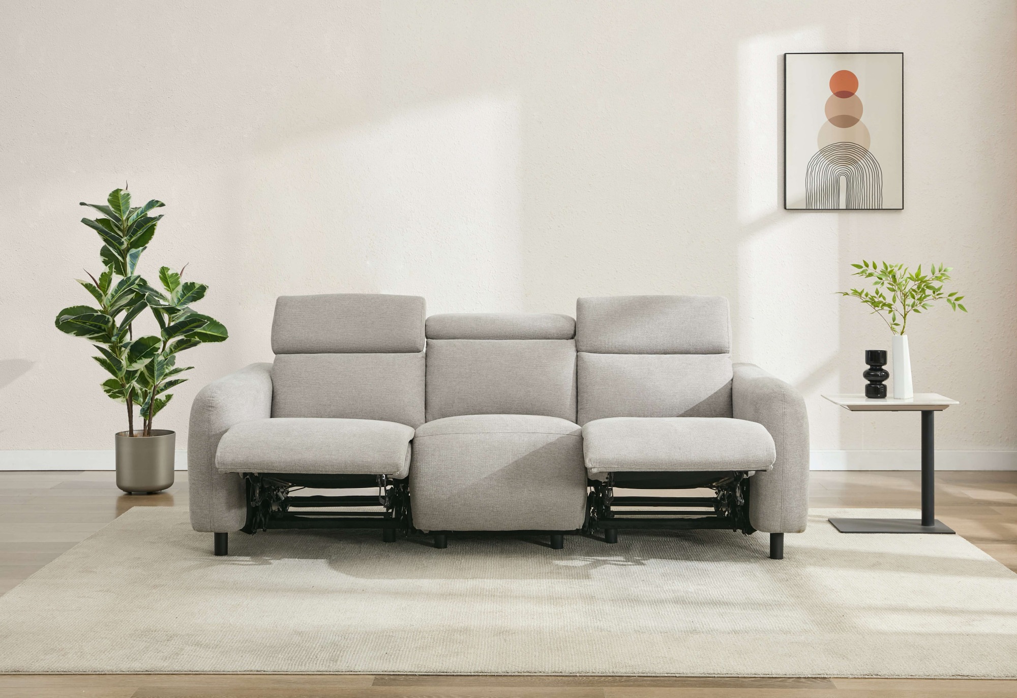 Home affaire 3-Sitzer »SKAANE Struktur-Sofa, 229 cm, manuelle-u. elektrische Relaxfunktion«, Relax-Funktion in 2 Sitzen, Kopfteilverstellung, Federkernpolsterung