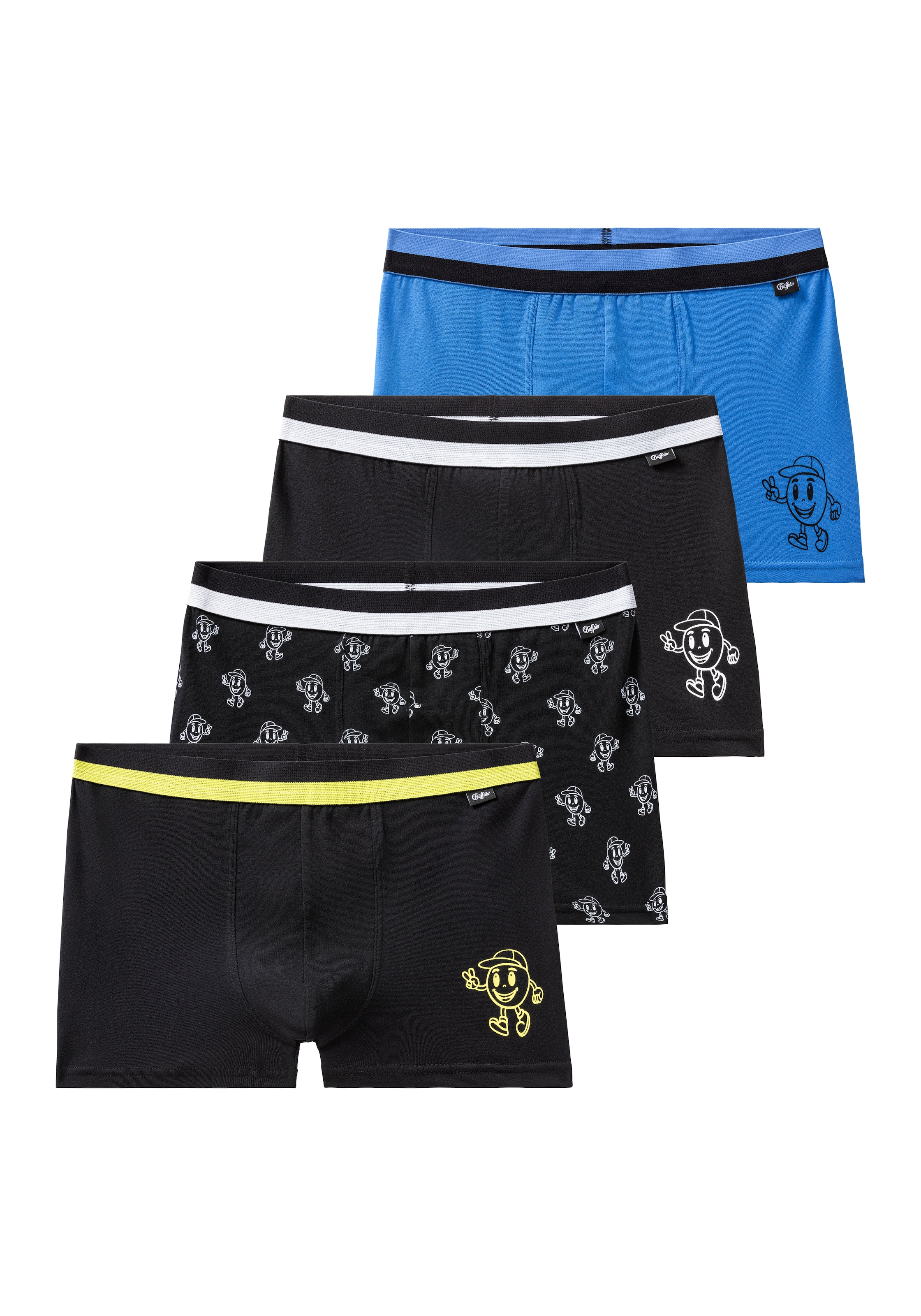 Buffalo Boxer "Boxershorts für Jungen" Packung, 4 Stk. mit Icons bedruckt, Baumwollmischung