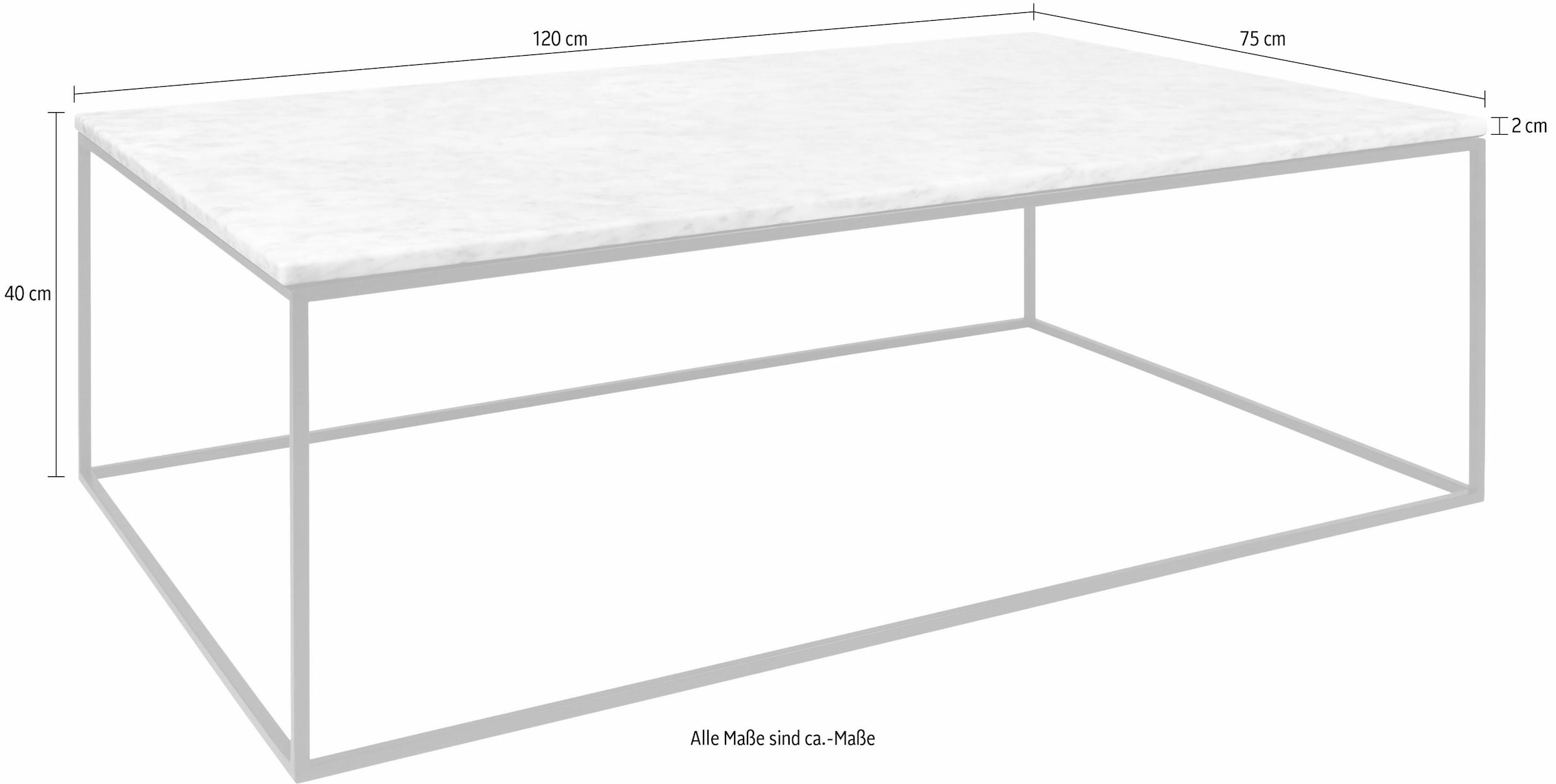 TemaHome Couchtisch »Gleam«, aus Marmor, wahlweise mit Gestell aus Chrom oder schwarzem Metall