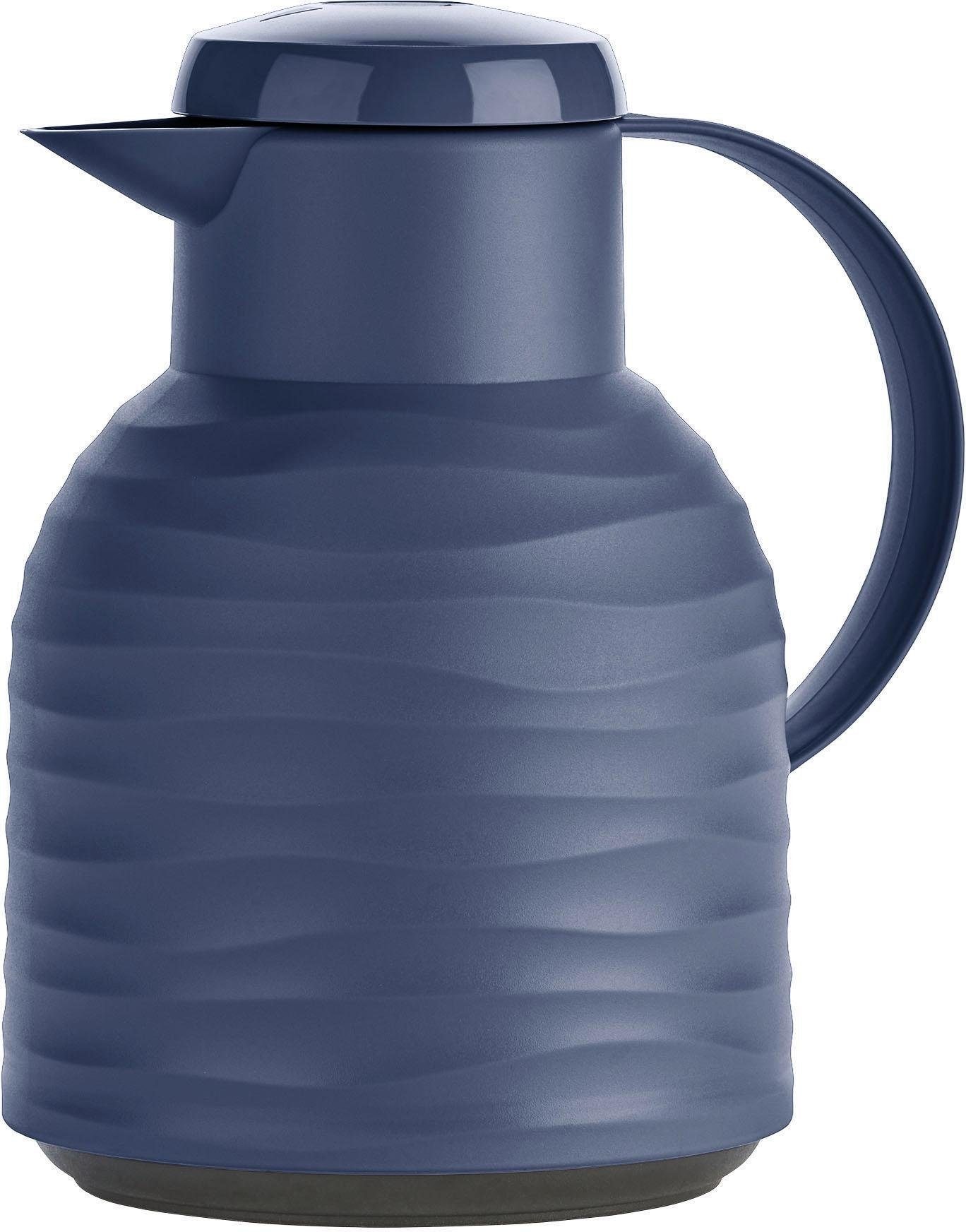 Emsa Isolierkanne "Samba Wave", 1 l, Made in Germany, 12h warm/24h kalt, Quick-Press-Deckel, Glaskolben