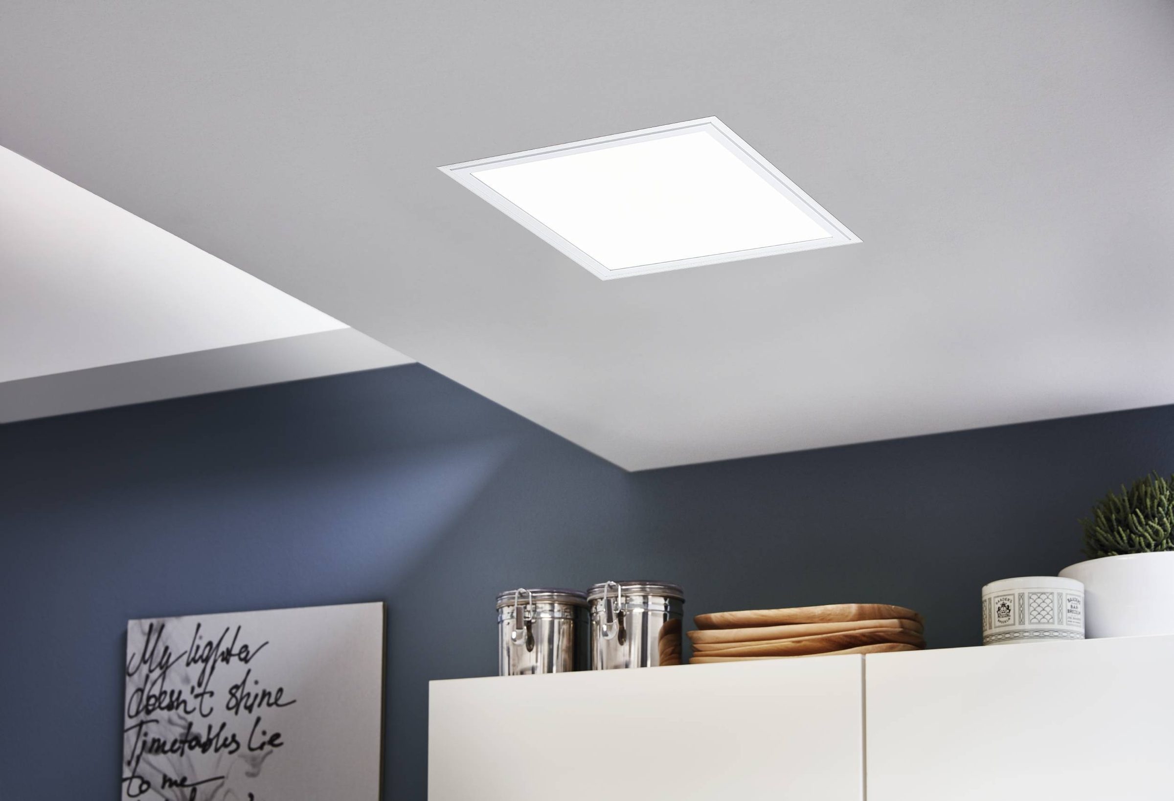 EGLO Deckenleuchte »Salobrena 1 Deckenlampe, Aluminium und Kunststoff, Aufbaulampe, Lampe« LED-Modul 1 Stk. Neutralweiß Deckenlampe, Material: Aluminium, Kunststoff, Weiß, L: 30x30 cm