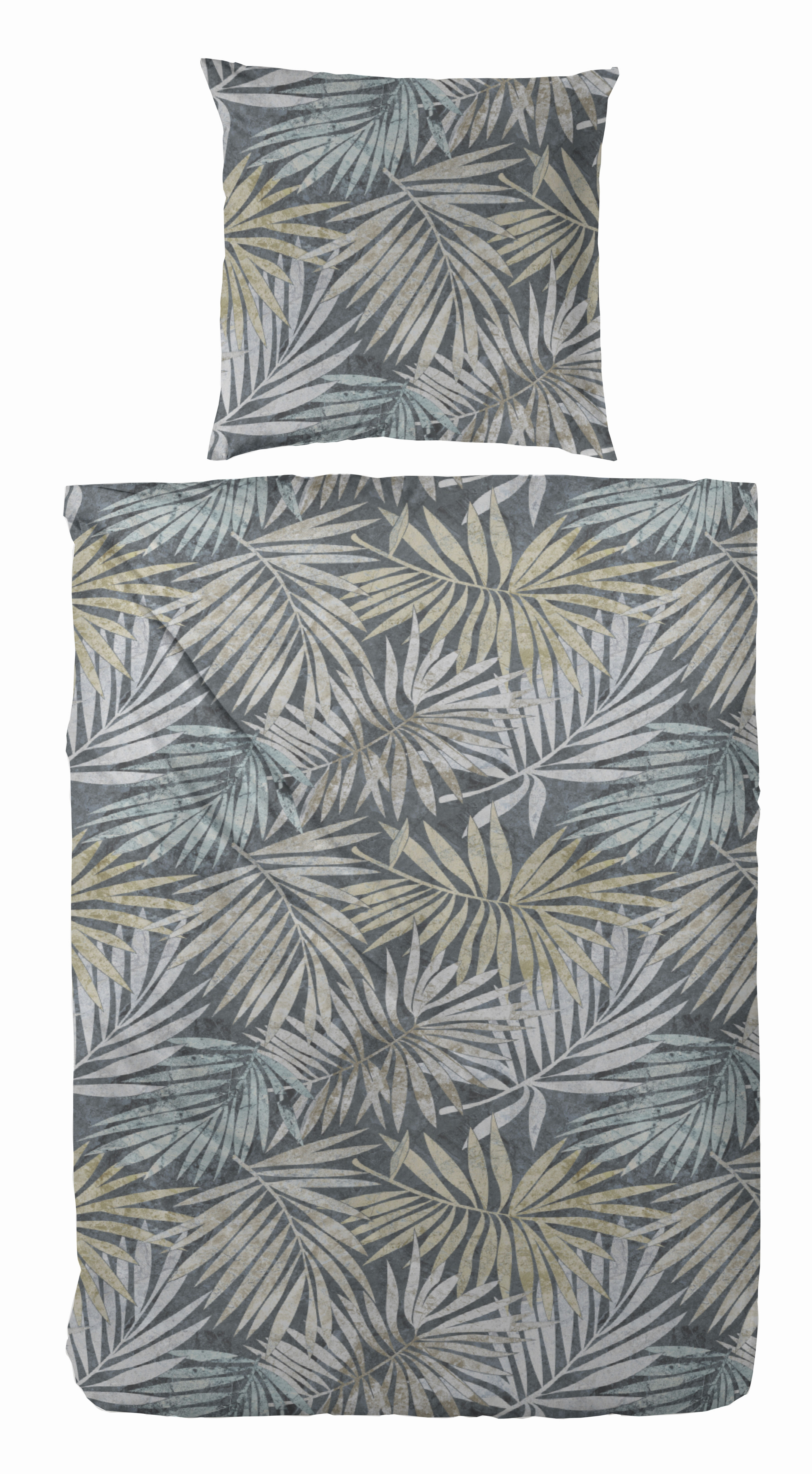 Primera Bettwäsche "Mako-Satin Bettwäsche Palmeral" 2 Stk. mit beruhigenden Palmenblättern