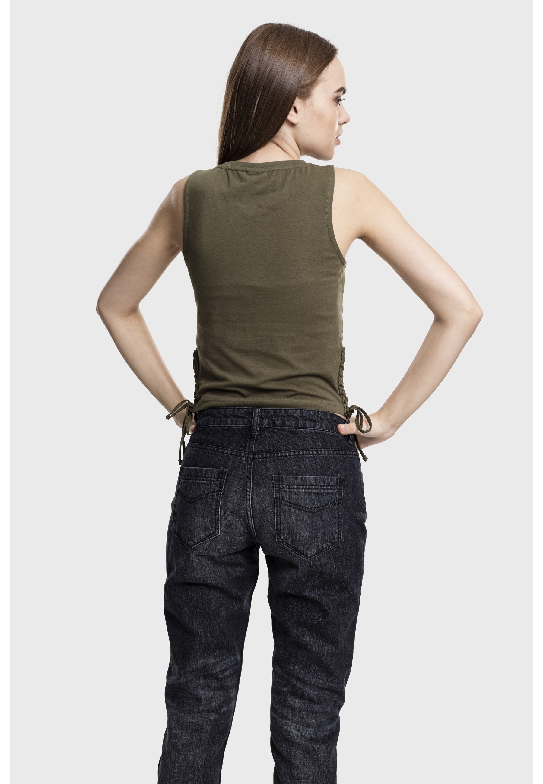 URBAN CLASSICS Tanktop »Urban Classics Damen Ladies Lace Up Cropped Top« 1 Stk.