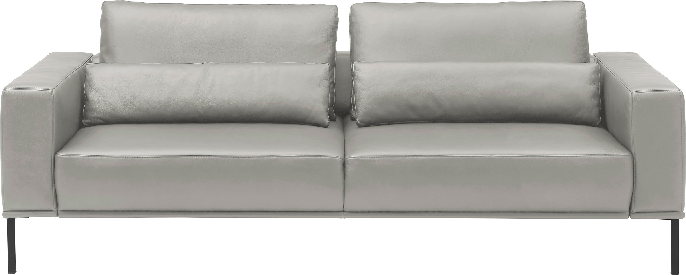 Musterring 3-Sitzer "JustBPM100, 222 cm breit, aus hochwertigem Leder" wahlweise mit Nierenkissen und mot. Sitzauszug, Metallfuß in schwarz