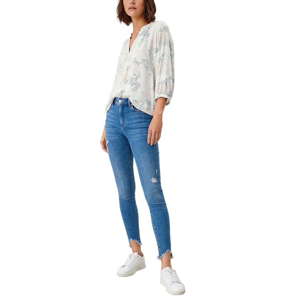 Damenmode Blusen s.Oliver Druckbluse, mit abstraktem Muster off-white aop Damenmode Blusen s.Oliver Druckbluse, mit abstraktem Muster off-white aop