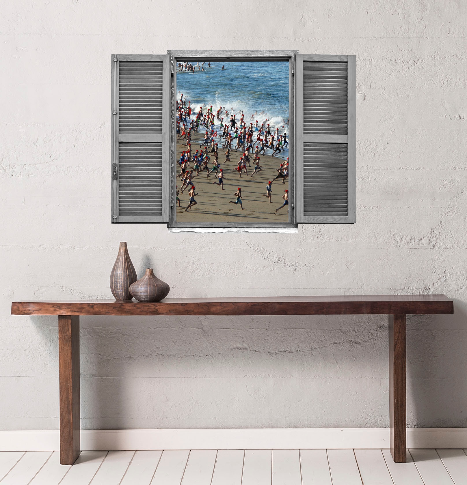 queence Wandtattoo »Menschen auf dem Weg ins«, (1 St.), Wandsticker, Wandbild, selbstklebend, 3D, Fenster