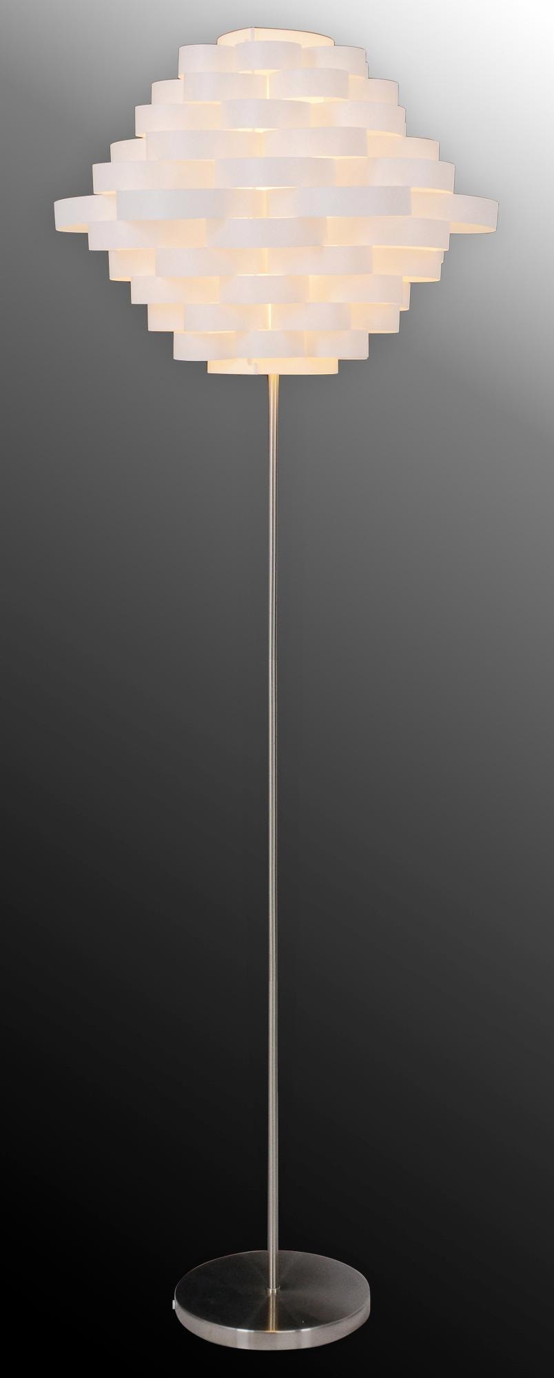 näve Stehlampe »White Line«, 1 flammig, Leuchtmittel E27 | ohne Leuchtmittel, E27 max. 40W, weiß/nickel, Kunststoff/Metall, h: 150cm, d: 55cm