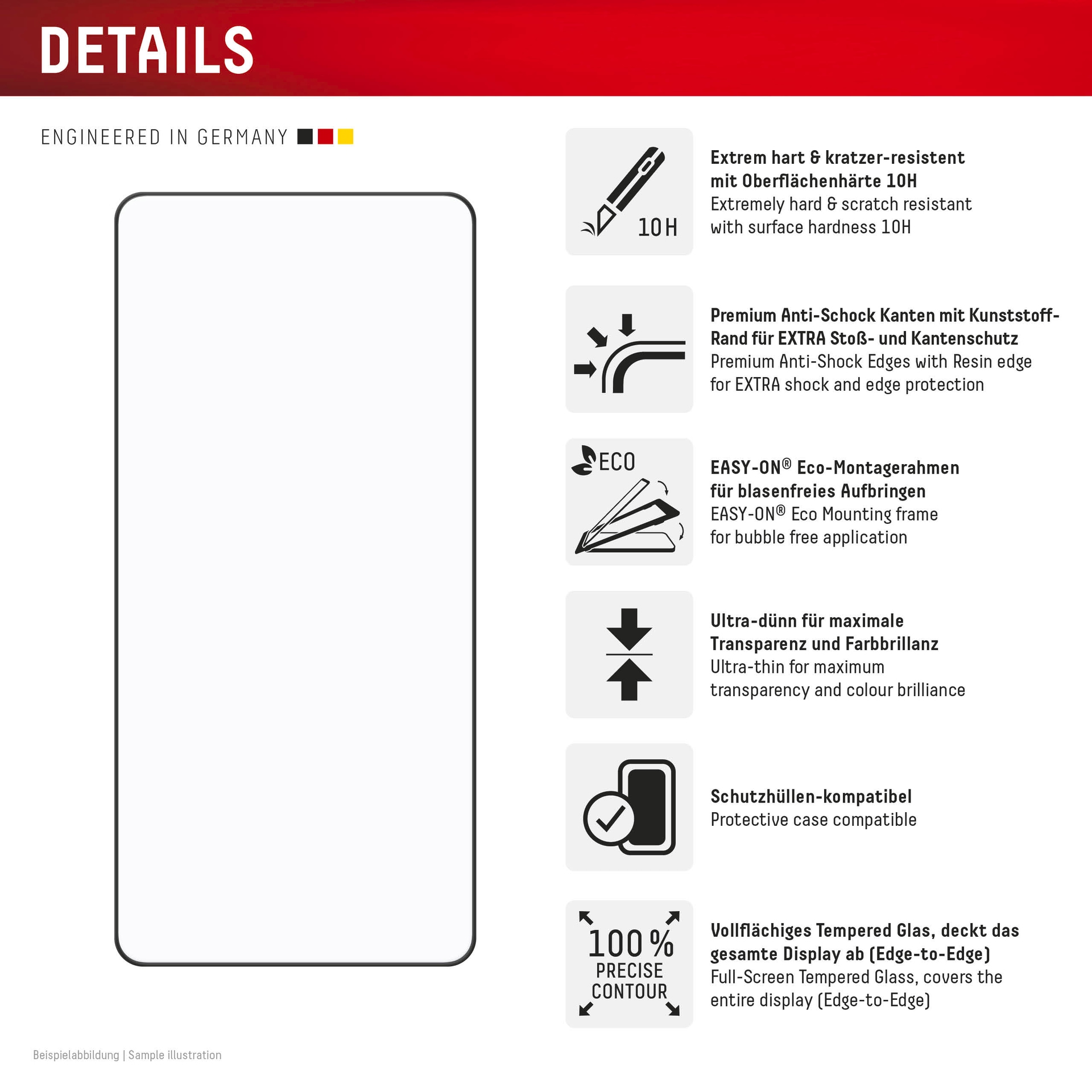 Displex Displayschutzglas »Premium Glass Screen Protector (Full Cover)«, für Samsung Galaxy S25 Edge, Displayschutzfolie, Schutzfolie, Bildschirmschutz, kratz- & stoßfest