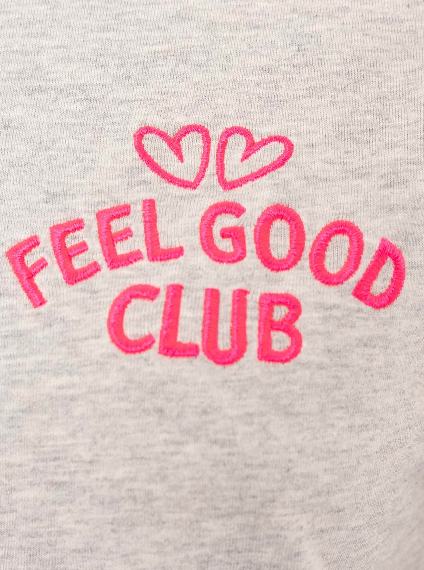 Zwillingsherz T-Shirt »"Feel Good Club"« Rundhals, einfarbig, kleine Stickerei vorne