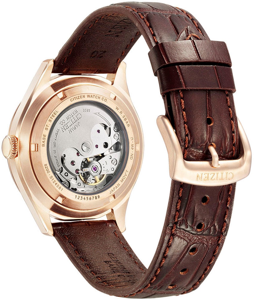 Citizen Automatikuhr, Armbanduhr, Mechanische Uhr, Herrenuhr, Datum, Lederarmband