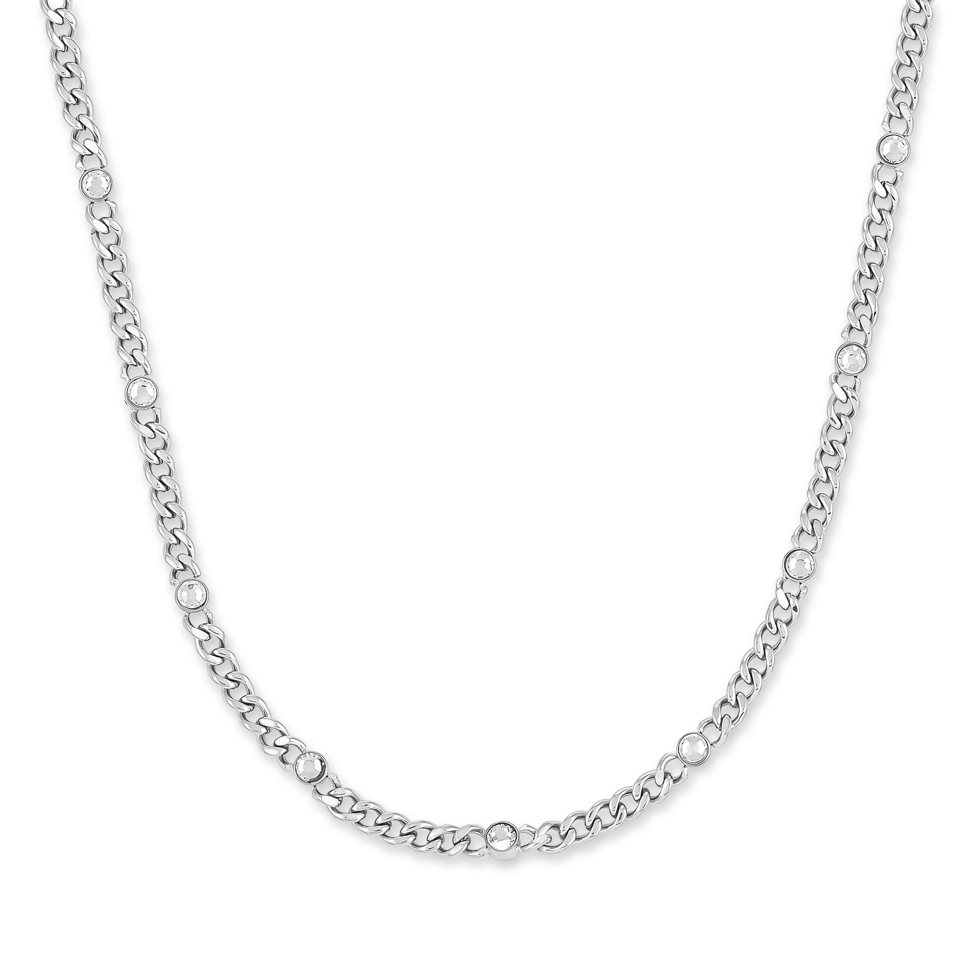 Copenhagen Studios Edelstahlkette »Schmuck Geschenk Halskette Glittery Cuban« mit Strassstein