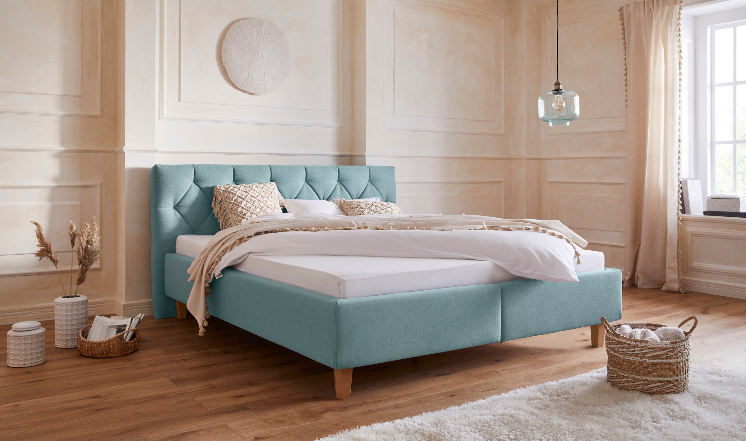 Home affaire Polsterbett "Sunley 100" Kreuzsteppung, Kopfteilhöhe 102 cm, o günstig online kaufen