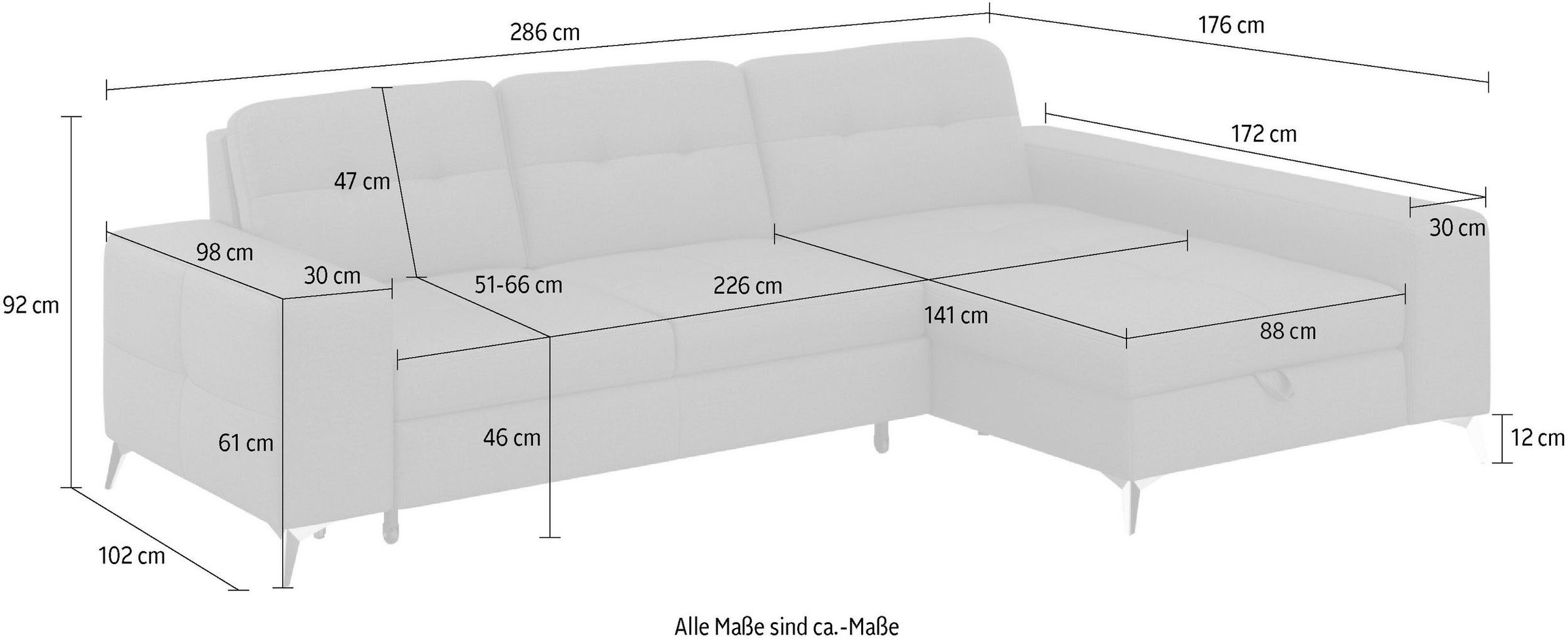 sit&more Ecksofa »Baviene L-Form«, inklusive Sitztiefenverstellung und Federkern, wahlweise Bettfunktion