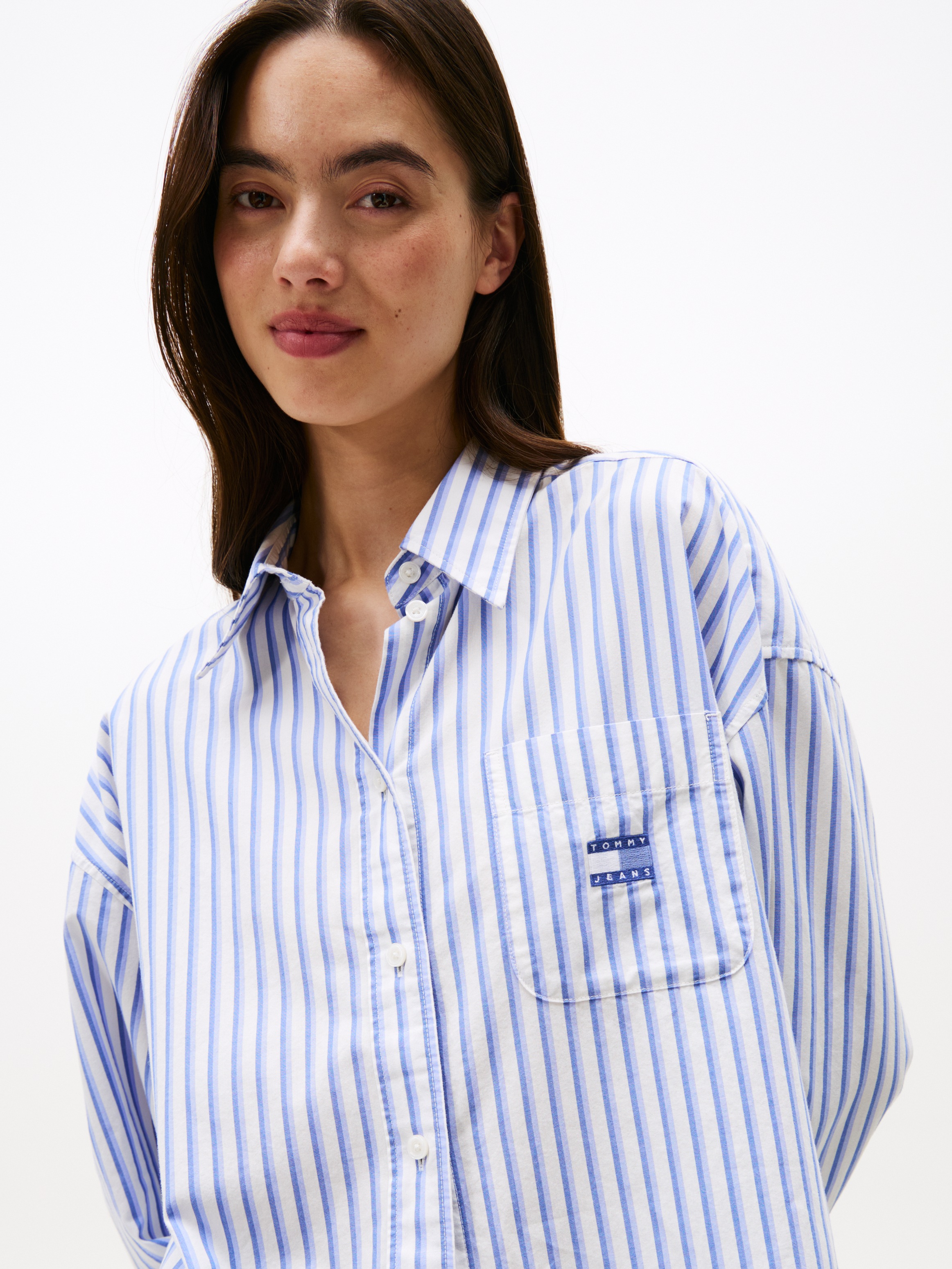 Tommy Jeans Hemdbluse "TJW OVS BADGE STRIPE SHIRT" günstig online kaufen