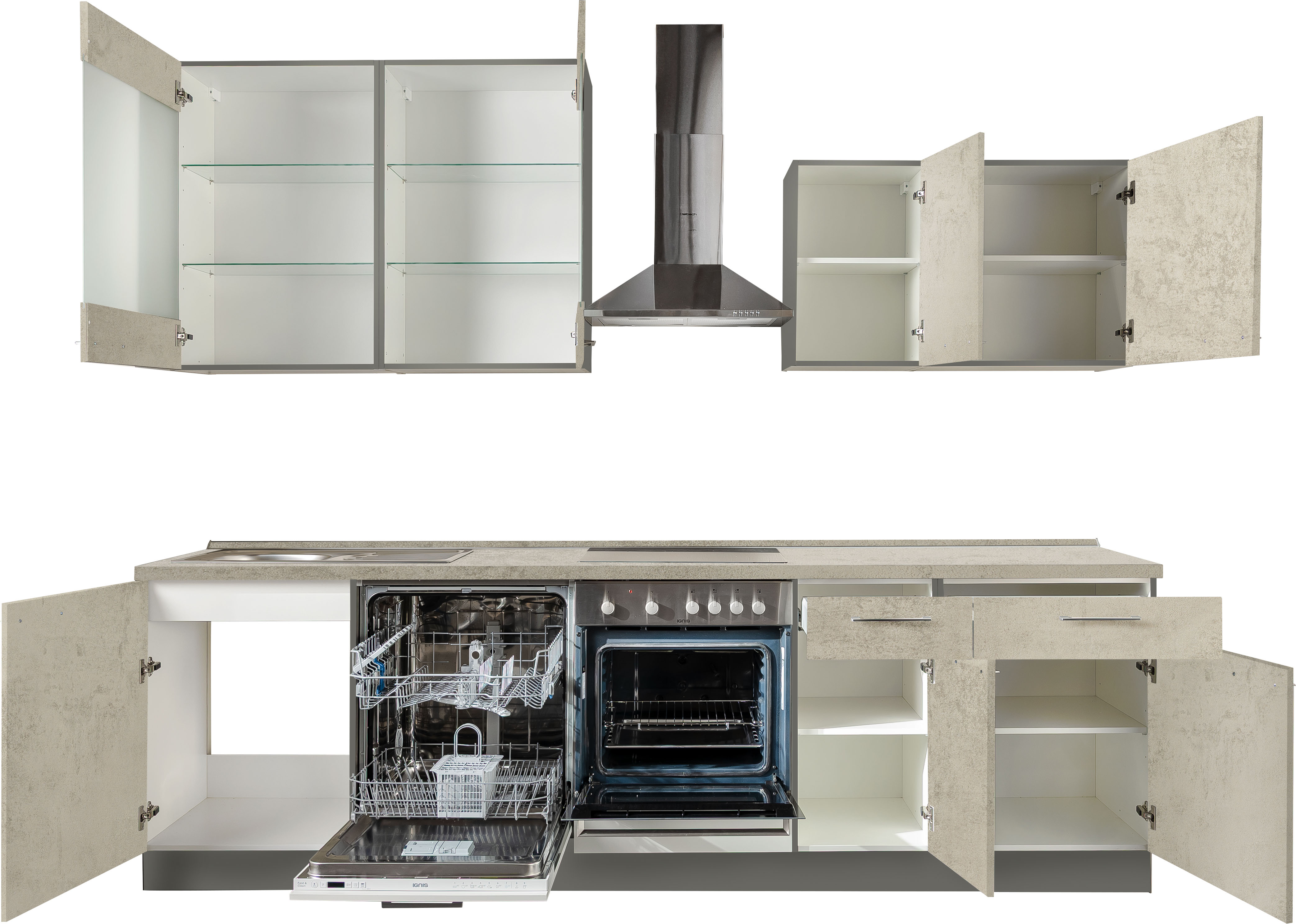 Thumbnail - KOCHSTATION Küche "Trea" vormontiert, wahlweise mit E-Geräten, Stellbreite 280 cm