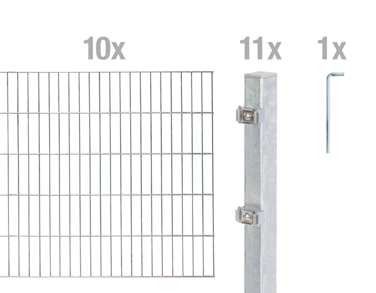 Alberts Doppelstabmattenzaun "Grundset" Höhe: 80-200 cm, Gesamtlänge: 4-30 m, zum Einbetonieren