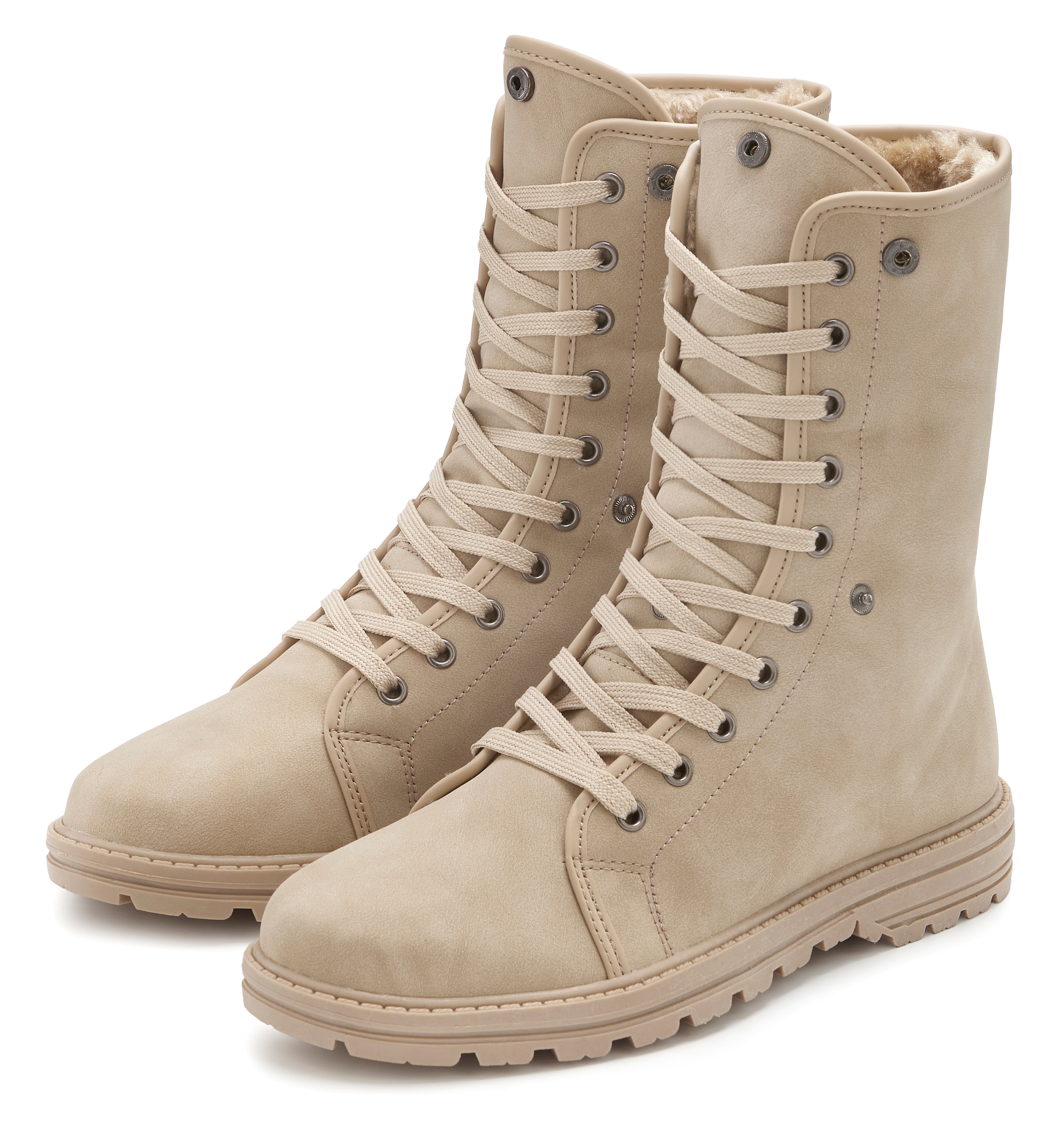 LASCANA Stiefelette »Boots, Stiefel,«  NEU mit Fellimitat-Applikation in 2 Schafthöhen tragbar VEGAN