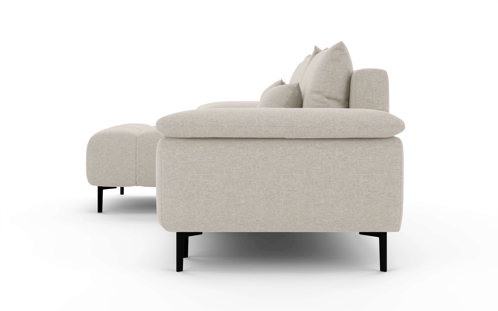 INOSIGN Ecksofa »DROMARA Schlafsofa mit Bettkasten, Maße: B/T/H 277/141/91 cm«, L-Form mit Recamiere rechts/links bestellbar, Wellenunterfederung