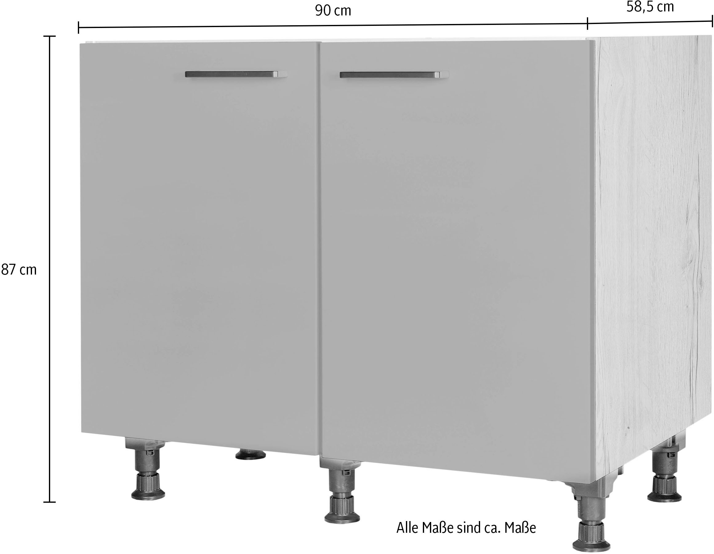 nobilia® Spülenschrank »"Easytouch", vormontiert, mit höhenverstellbaren Sockelfüßen,«, Breite 90 cm