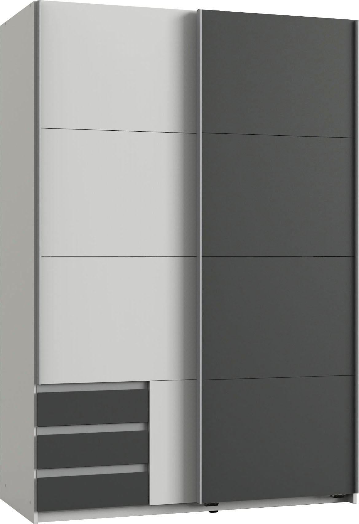 Schwebetürenschrank WIMEX, B:135cm H:198cm T:64cm, weiß, Schränke, "Emden", Mit Außenschubkästen