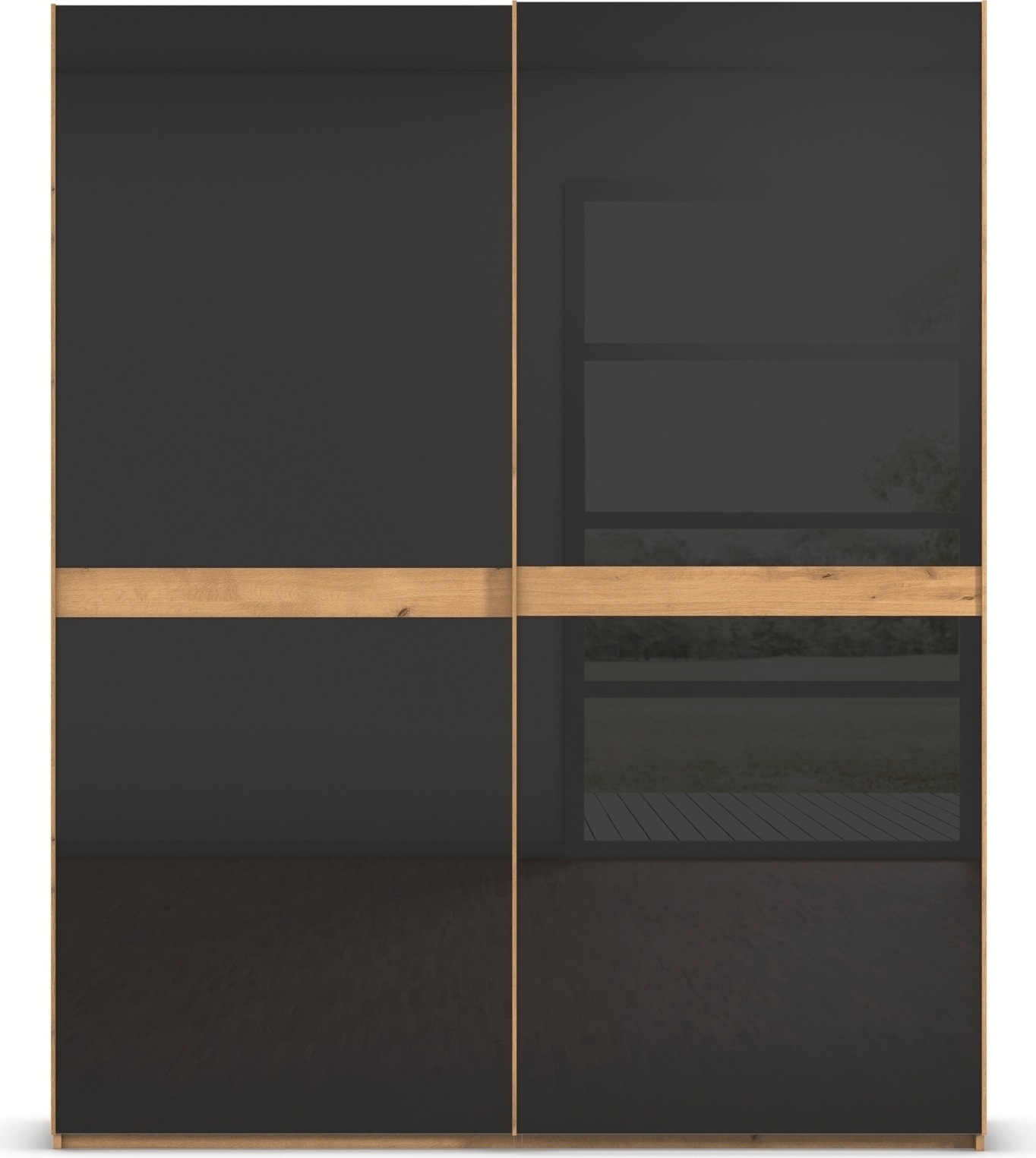 rauch Schwebetürenschrank »Kleiderschrank Schrank Garderobe Schlafzimmerschrank SCALE-LINE« edle Optik mit Bauchbinde in Korpusfarbe mit Glasfront MADE IN GERMANY