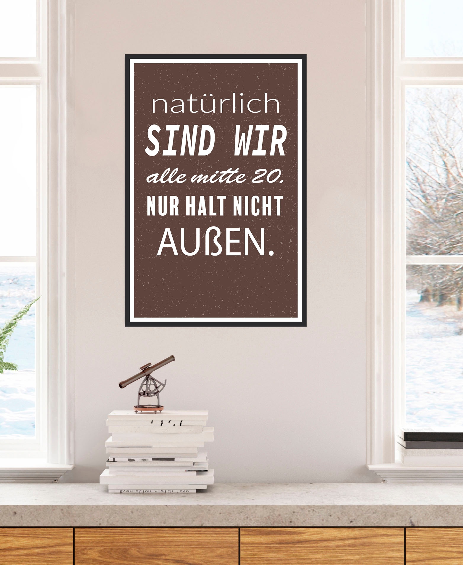 queence Metallbild "Mitte 20" Schriftzug Schriftzüge 1 Stk. tlg. Stahlschilder