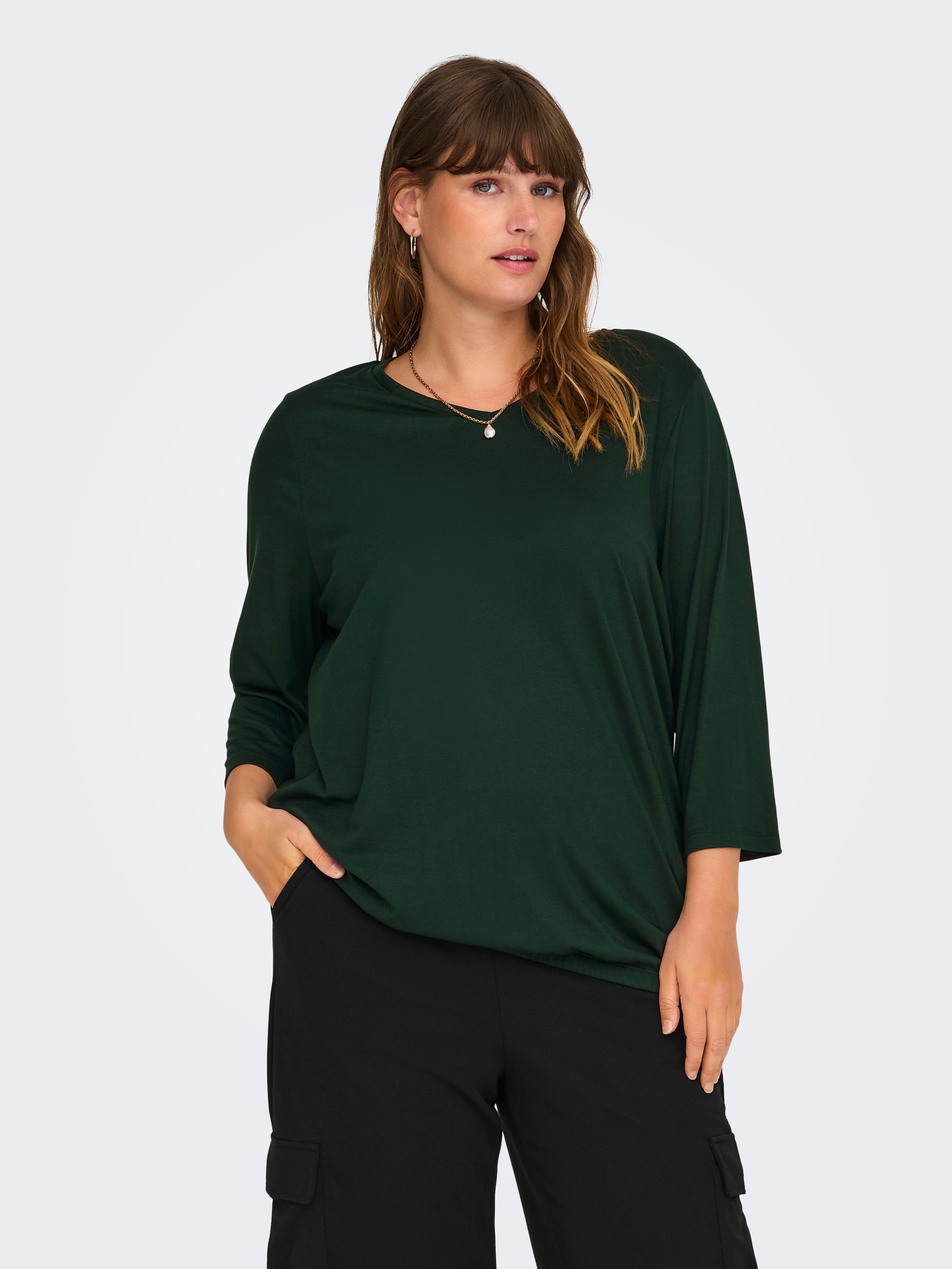 ONLY CARMAKOMA 3/4-Arm-Shirt "CARCARLINNE V-NECK 3/4 TOP JRS BF" günstig online kaufen